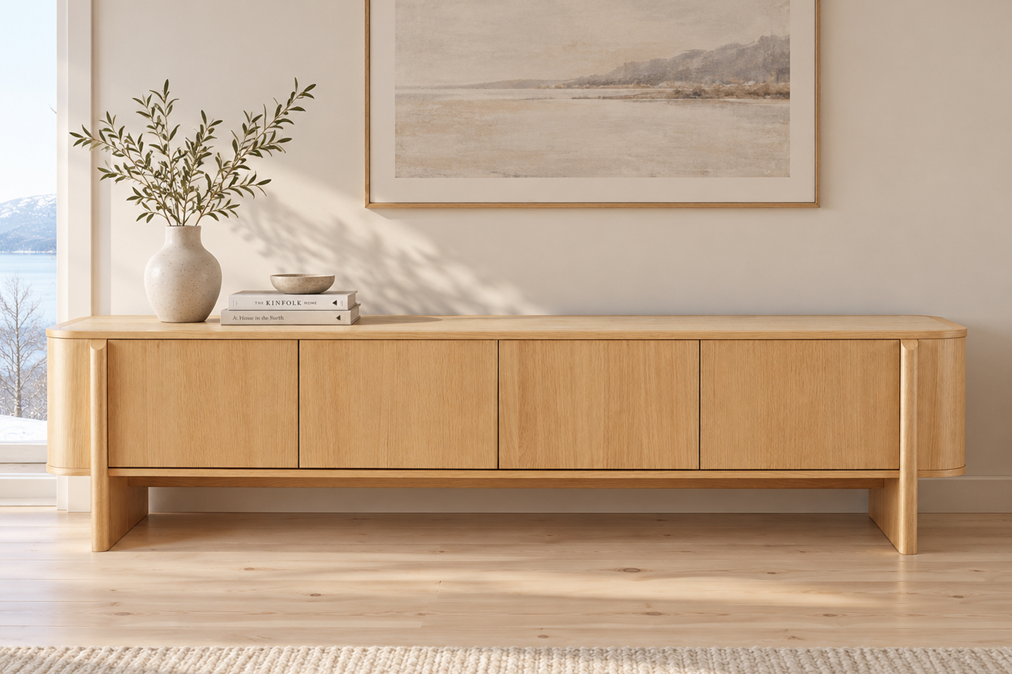 Noor Tv-benk Med Sinterstone Topp Natur Eik 200x42xH50