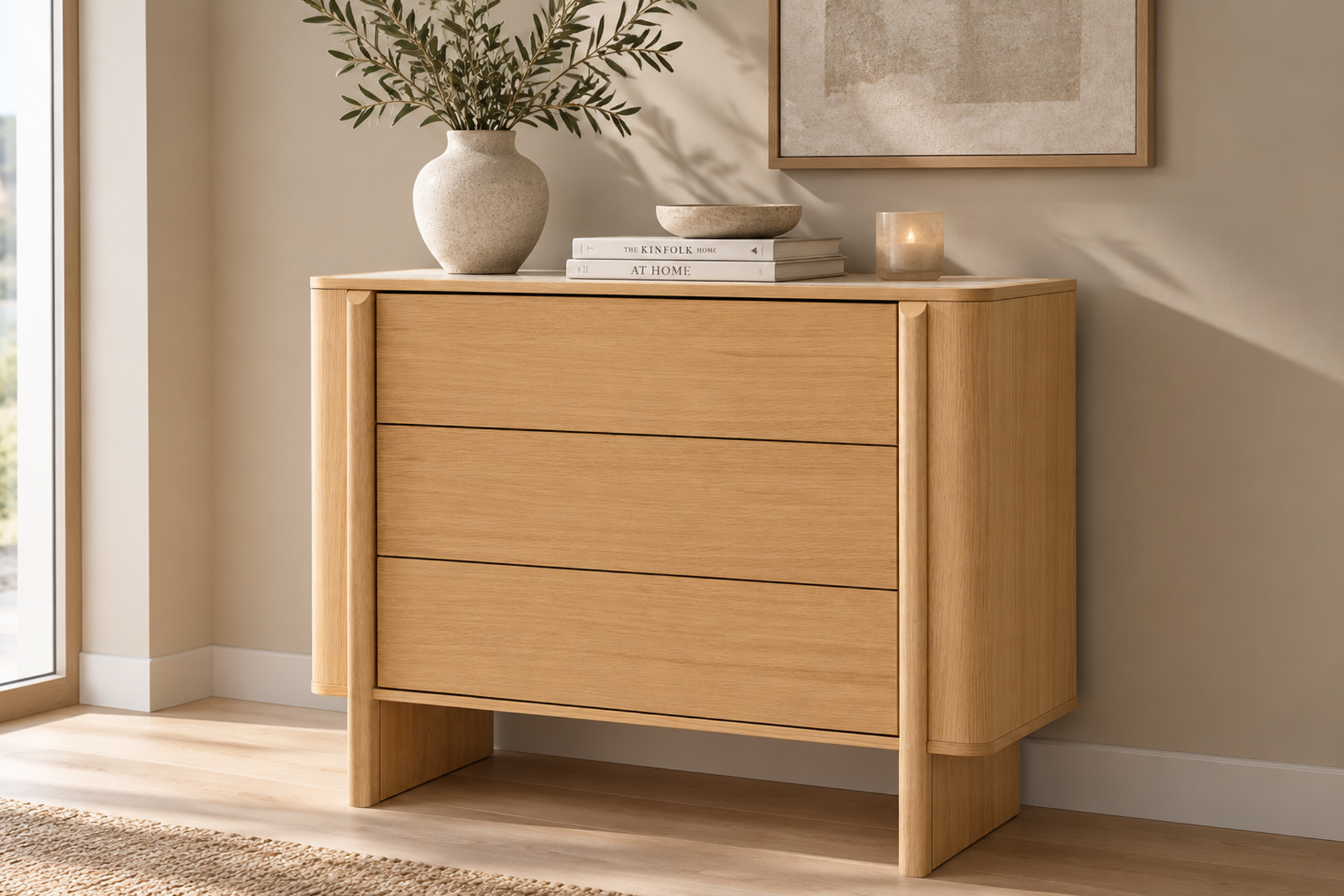 Noor Kommode Med Sinterstone Topp Natur Eik 100x42xH80