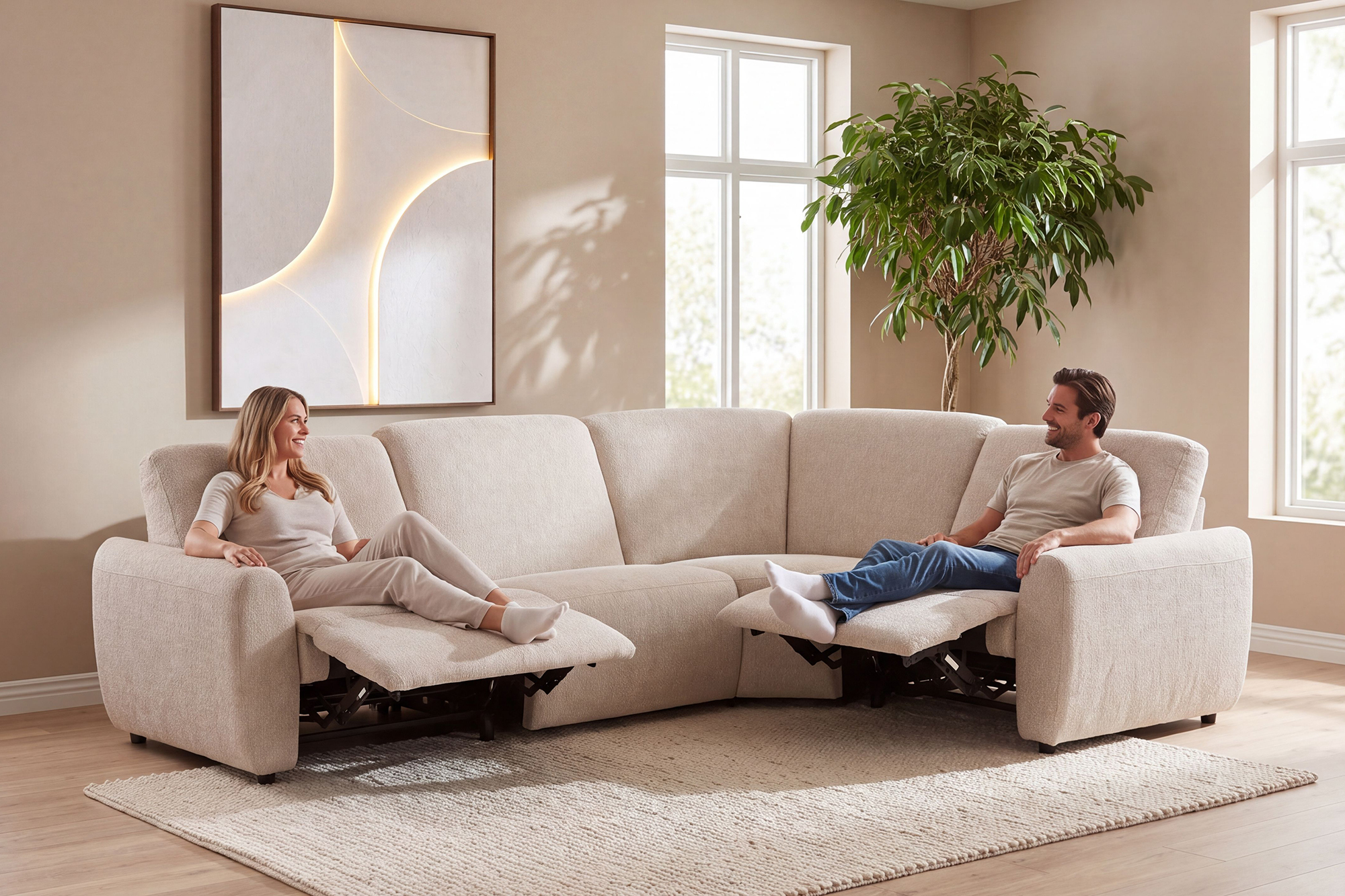 Georg Elektrisk Reclinersofa Beige 211x292