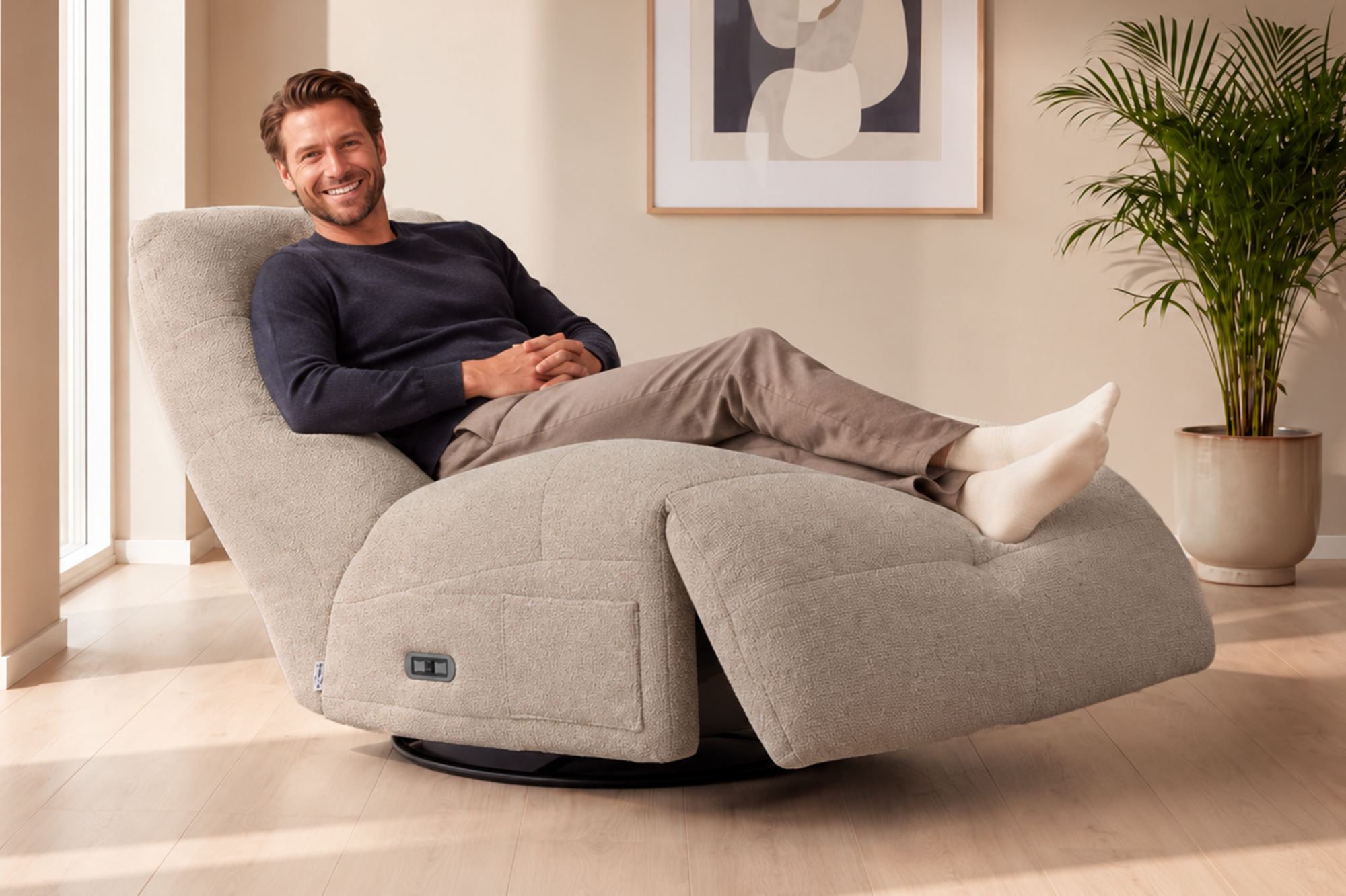 Alvin Elektrisk Recliner Gyngestol Med Sving Grå