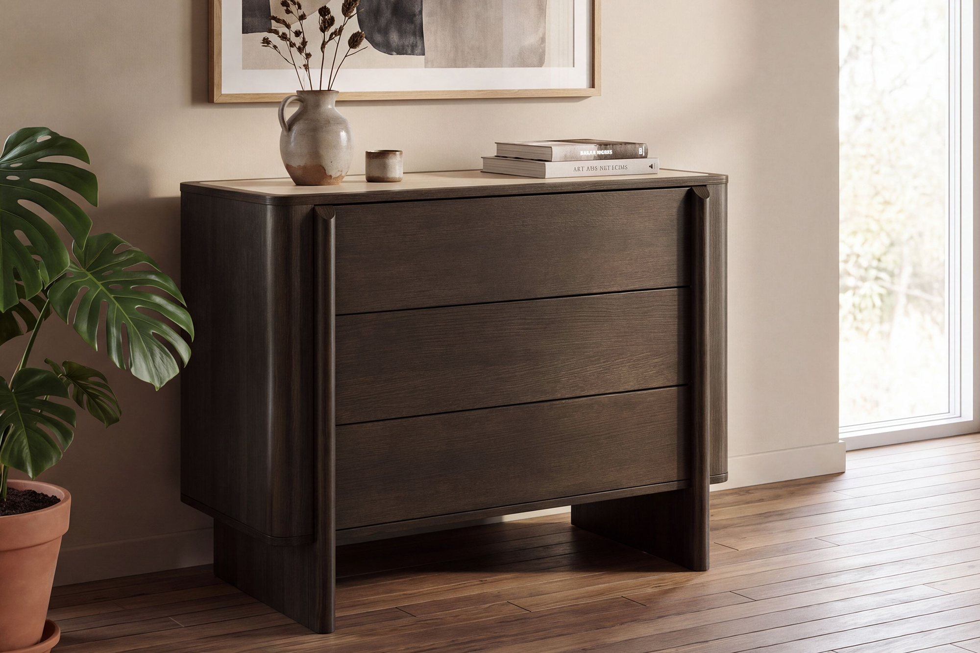 Noor Kommode Med Sinterstone Topp Røkt Eik 100x42xH80