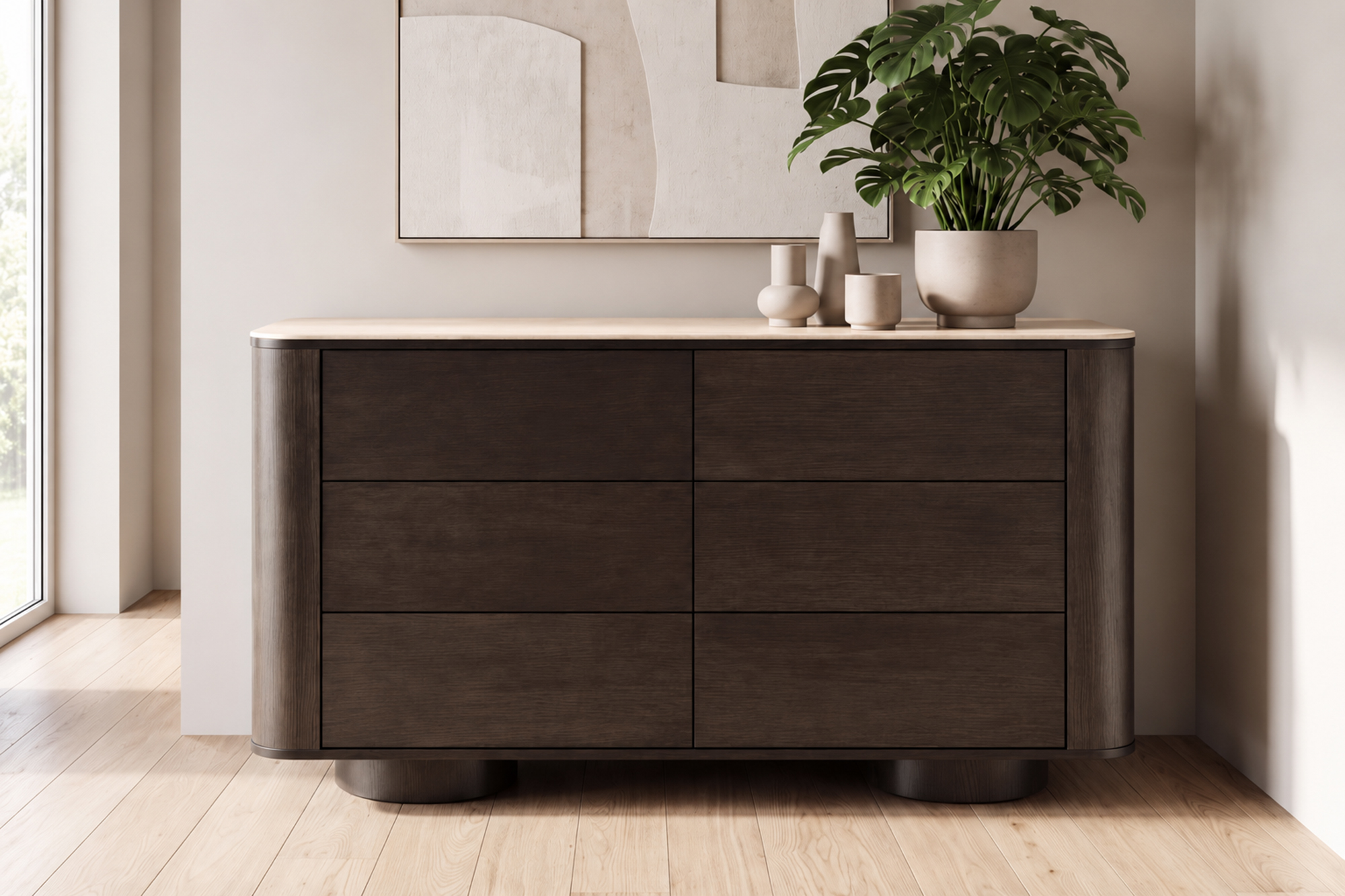 Dina Kommode Med Sinterstone Topp Røkt Eik 140x40xH78
