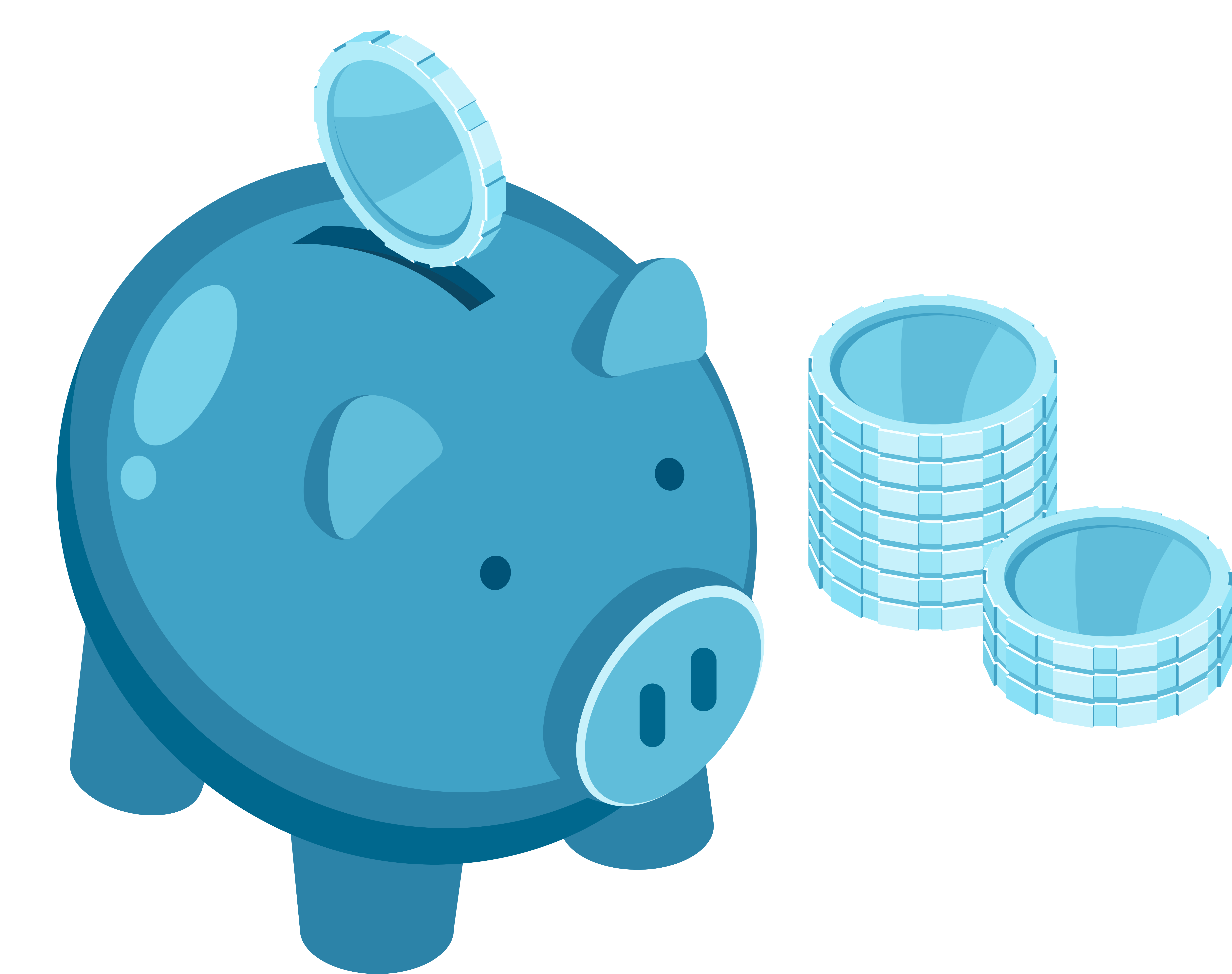 Piggy bank with coins