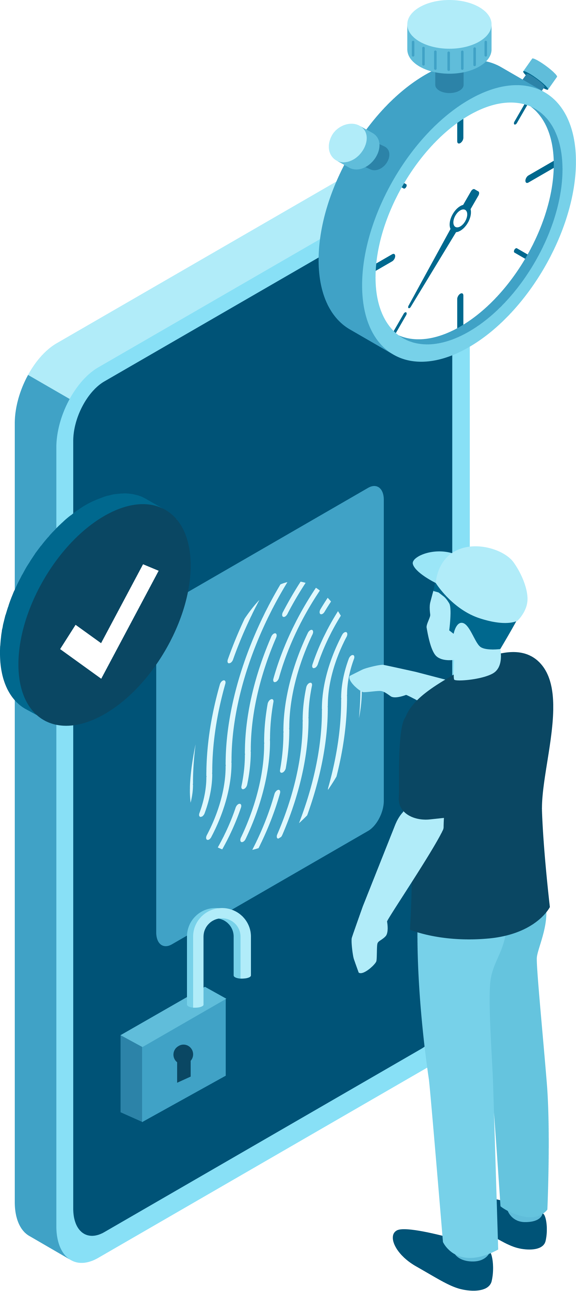 Man doing biometric login on a phone with a timer