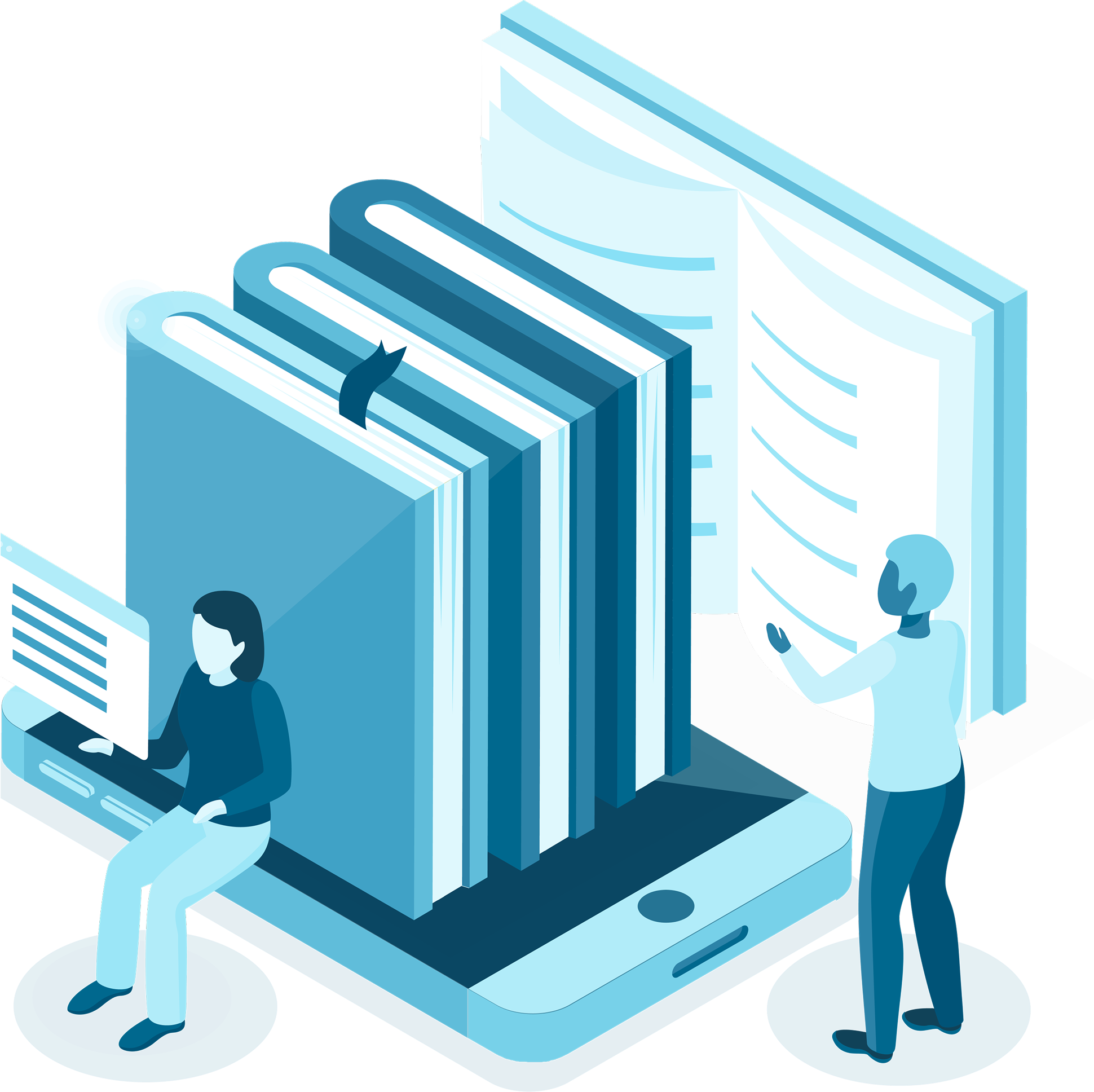People using a resource library
