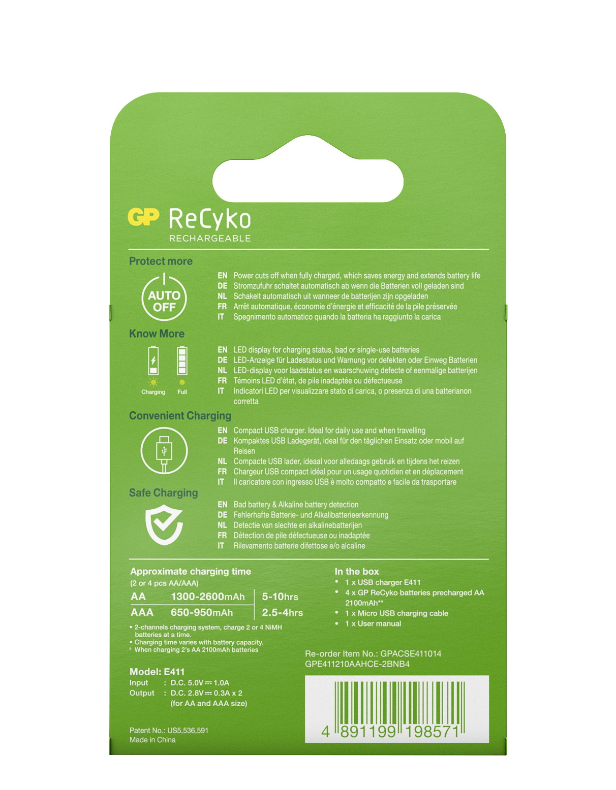 Laddare inkl batterier Recyko AA