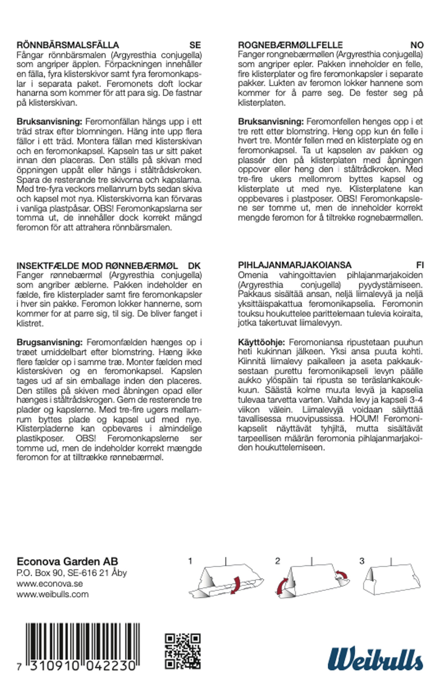 Feromonfälla Rönnbärsmal