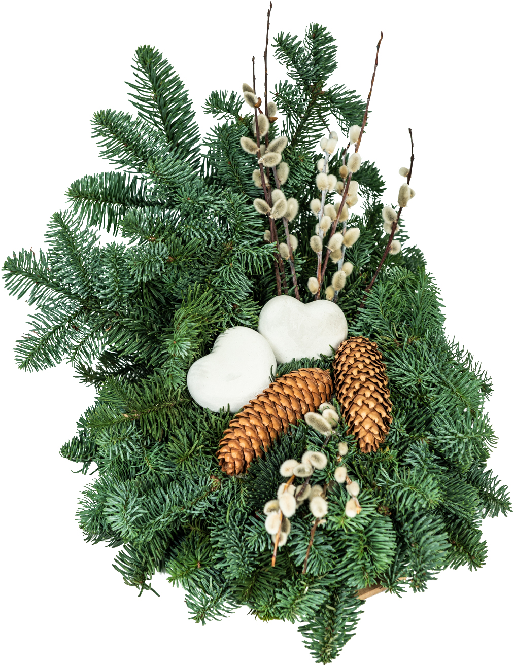 Gravrosett Nobilis och videkvist