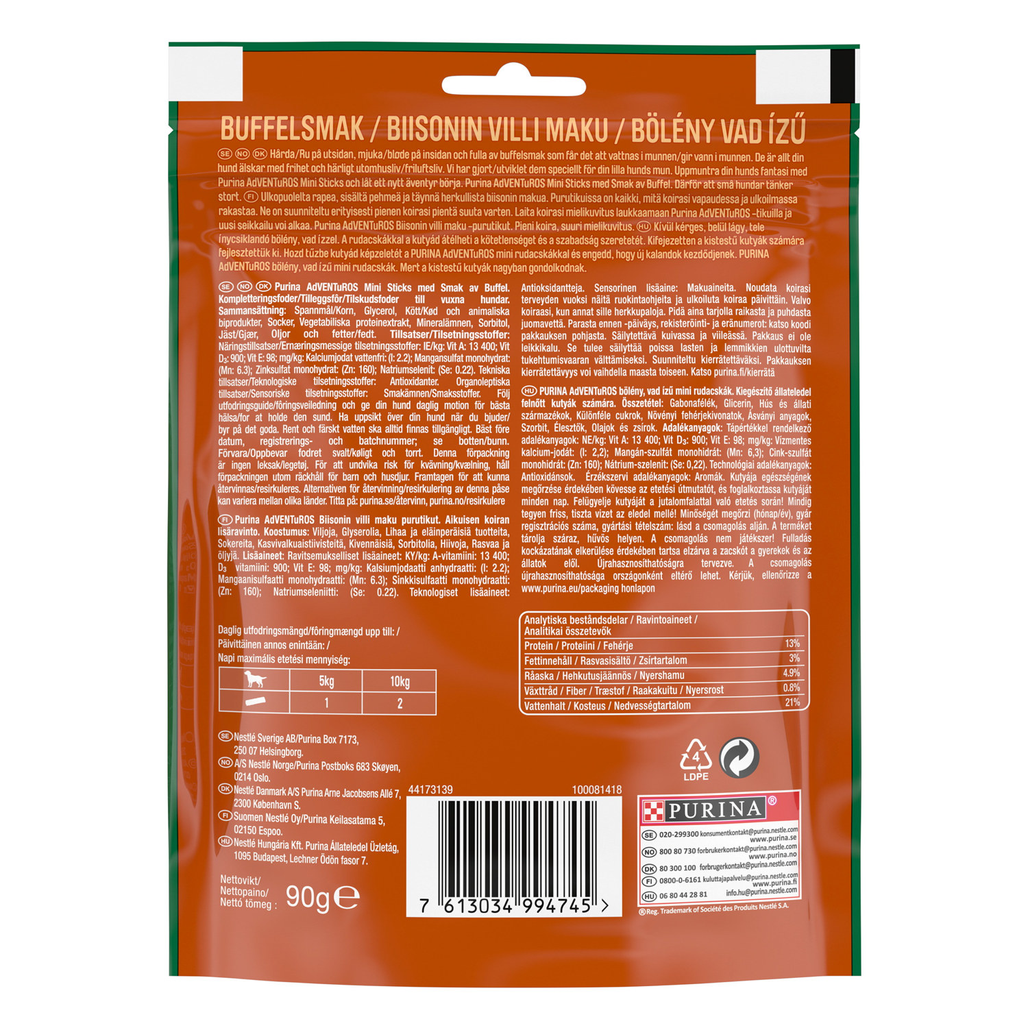 Adventuros Mini Sticks Buffalo 90g