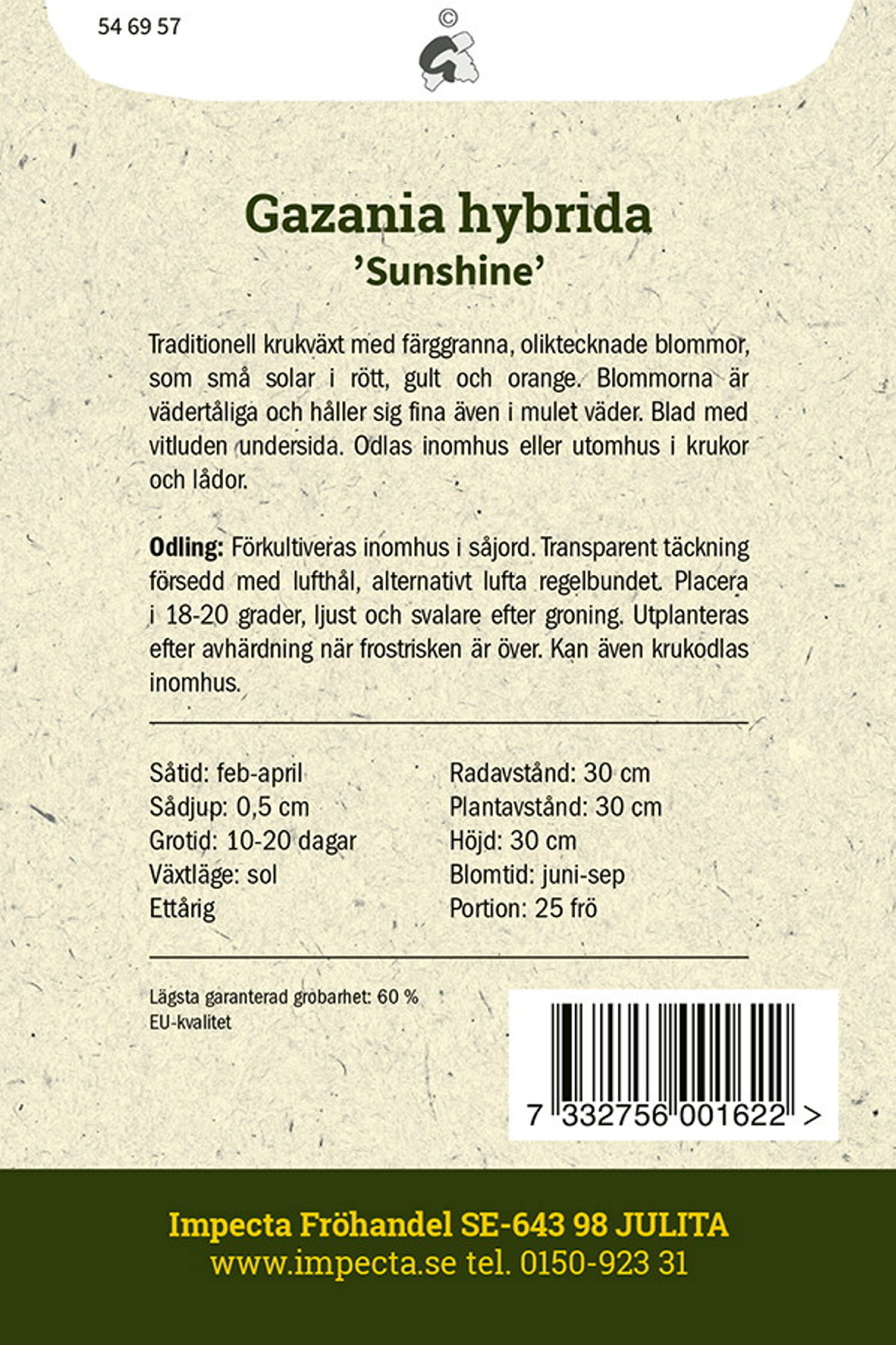 Påfuglblomster 'Sunshine'