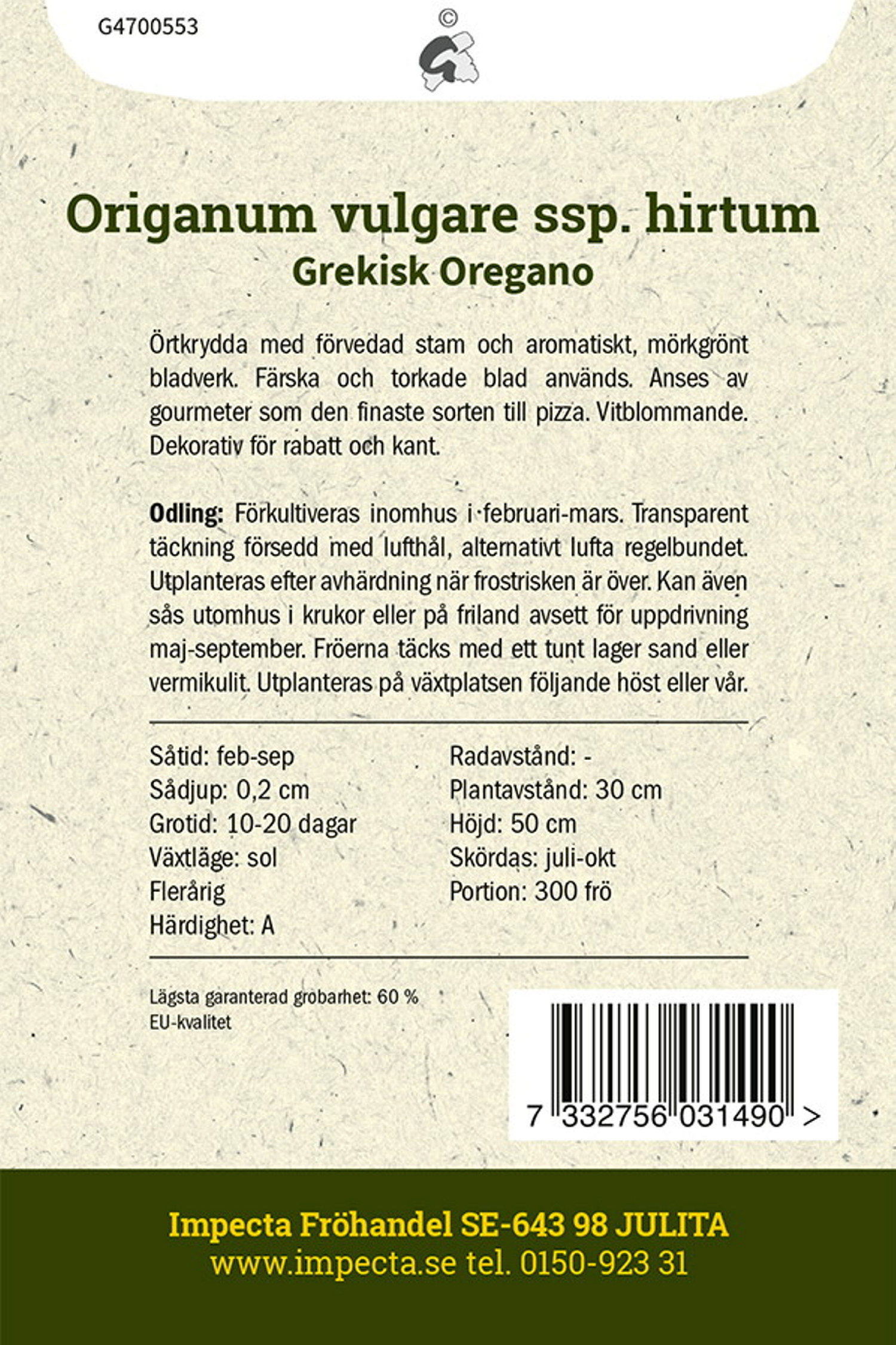 Grekisk Oregano