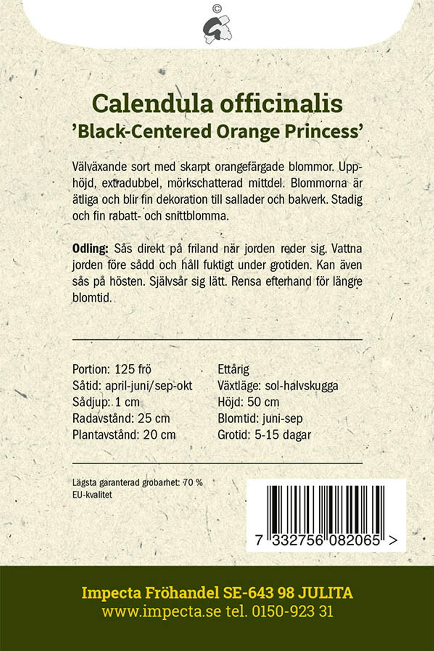 Ringblomma 'Black-Centered Orange Princess'