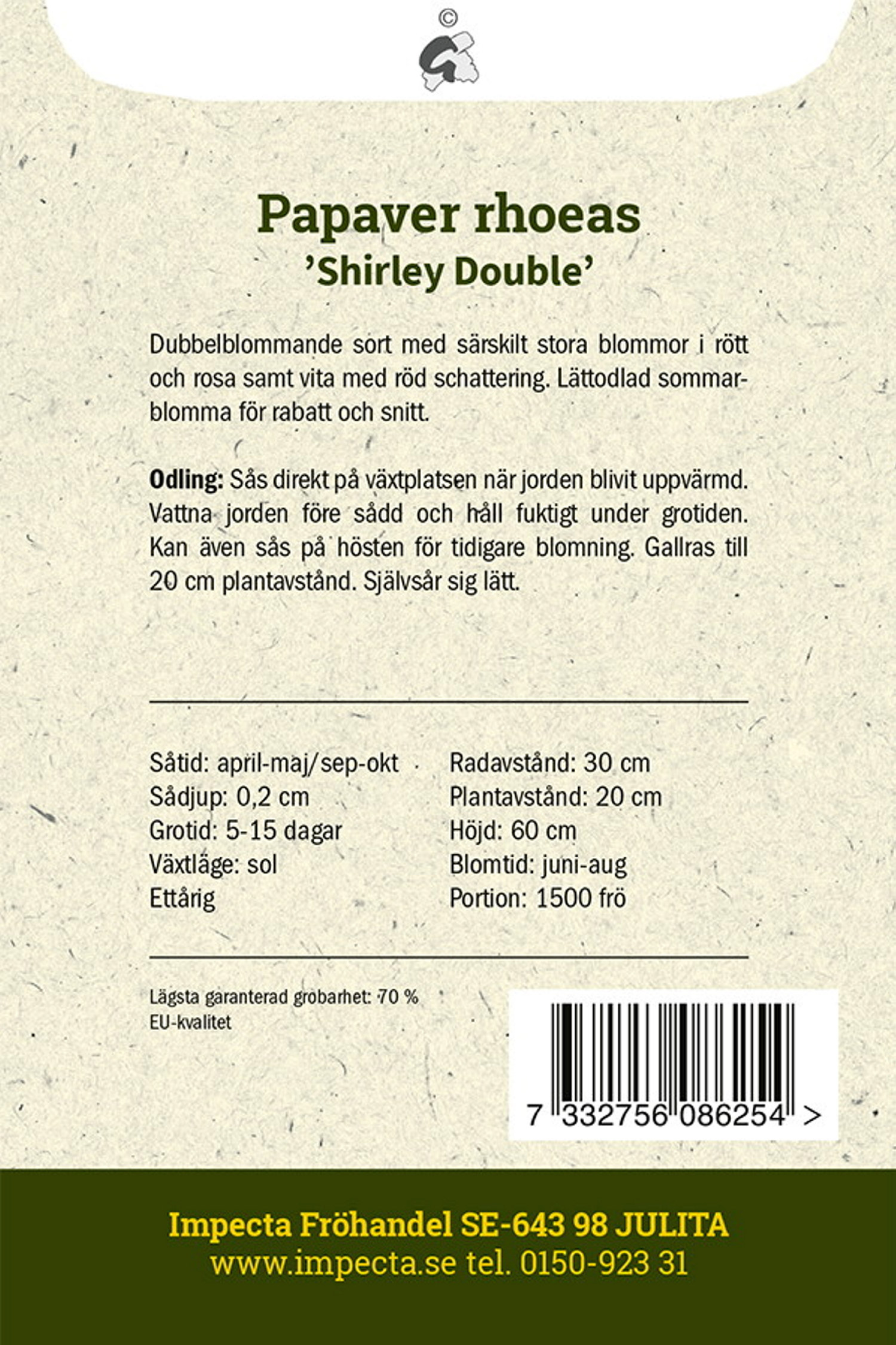 Kornvallmo 'Shirley Double'