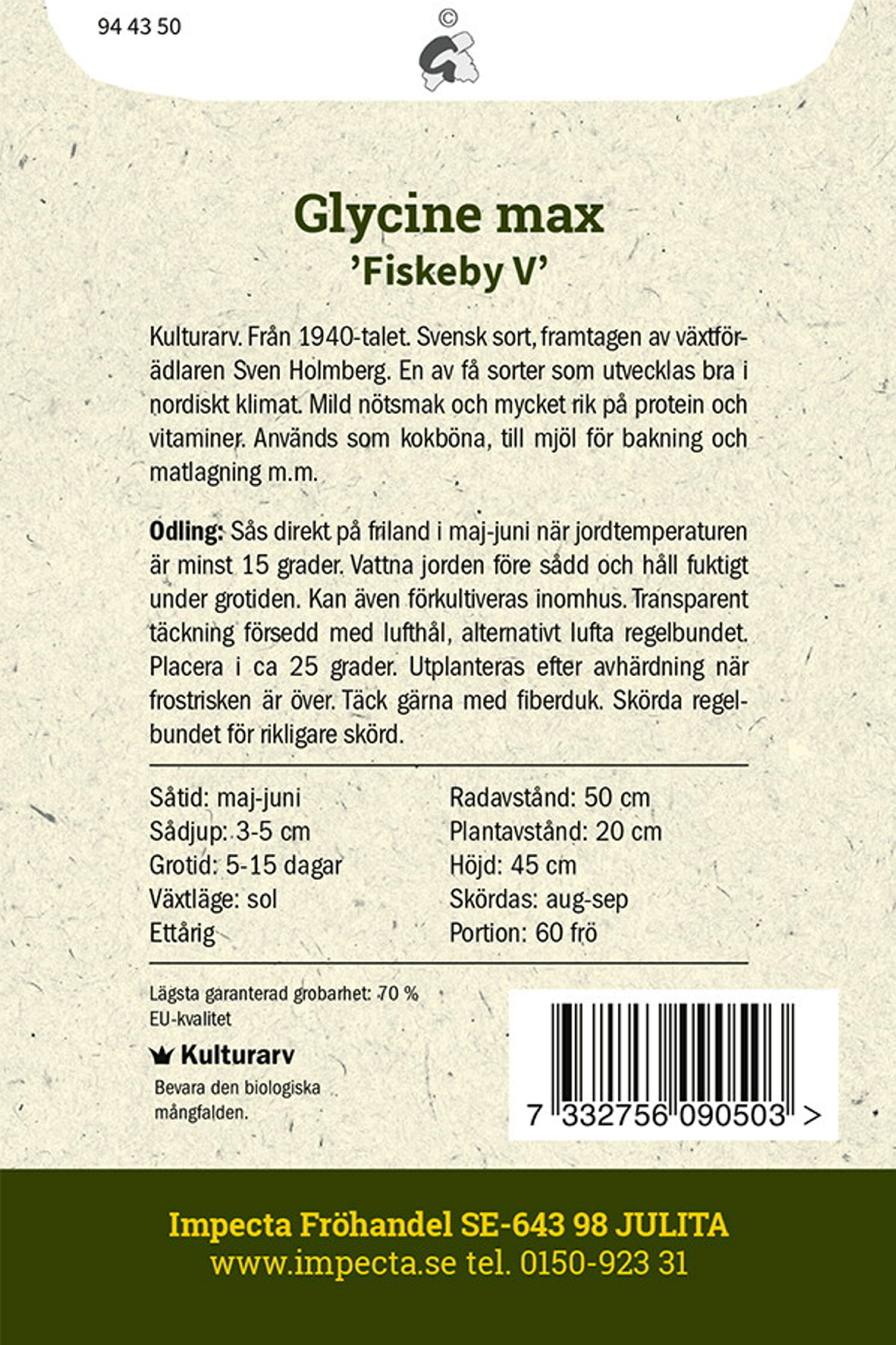 Sojaböna 'Fiskeby V'