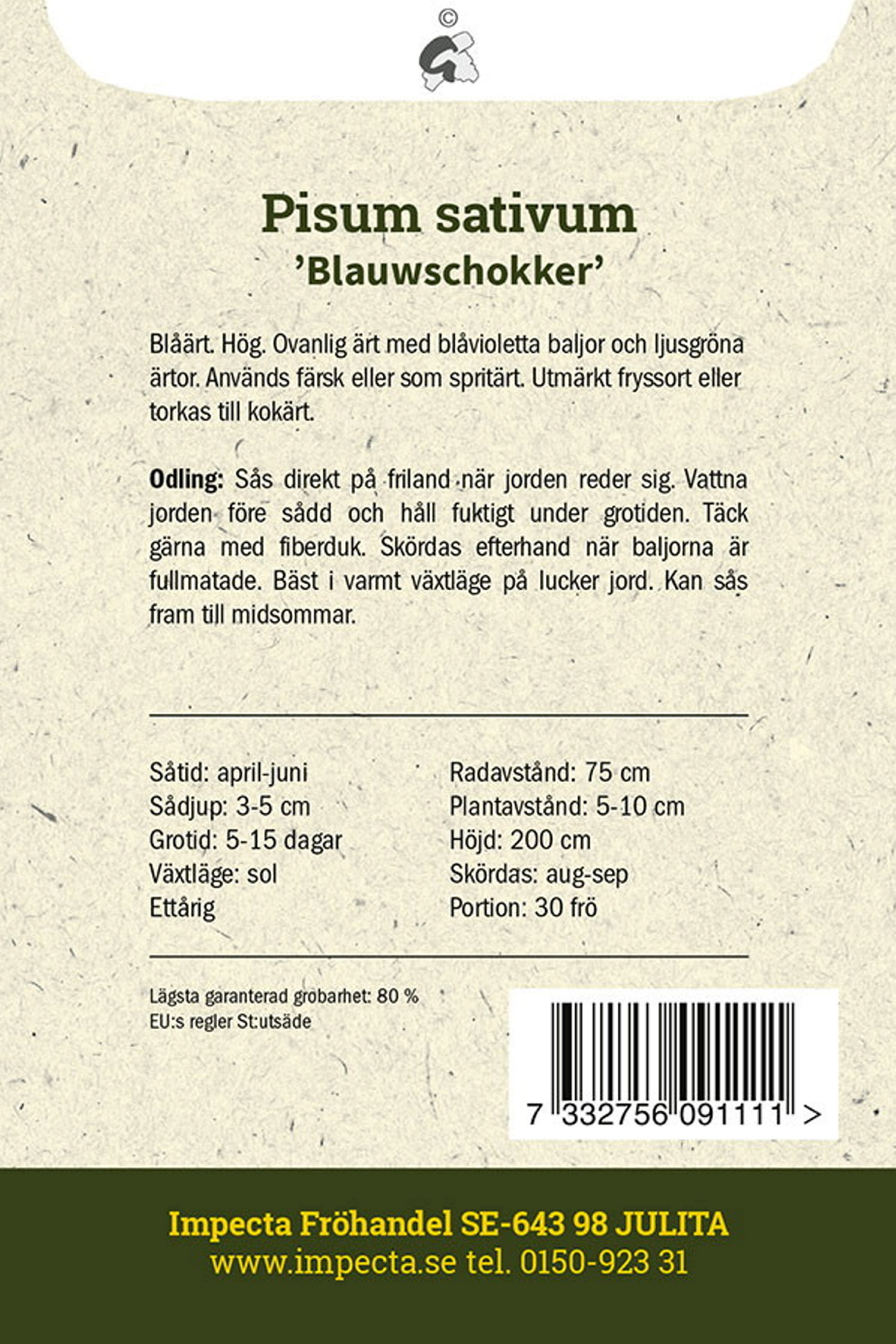Spritärt 'Blauwschokker'