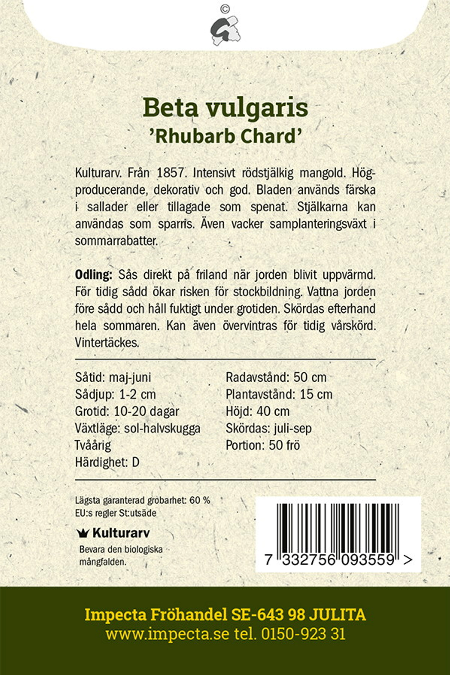 Mangold 'Rhubarb Chard'