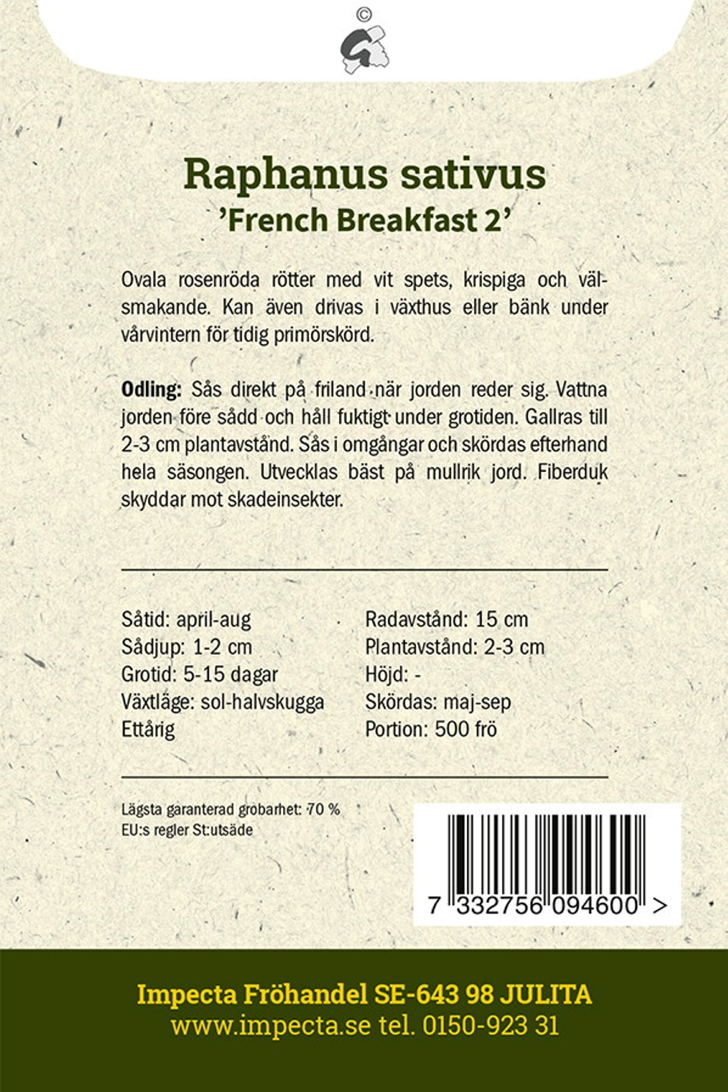 Raphanus sativus 'French Breakfast 2'