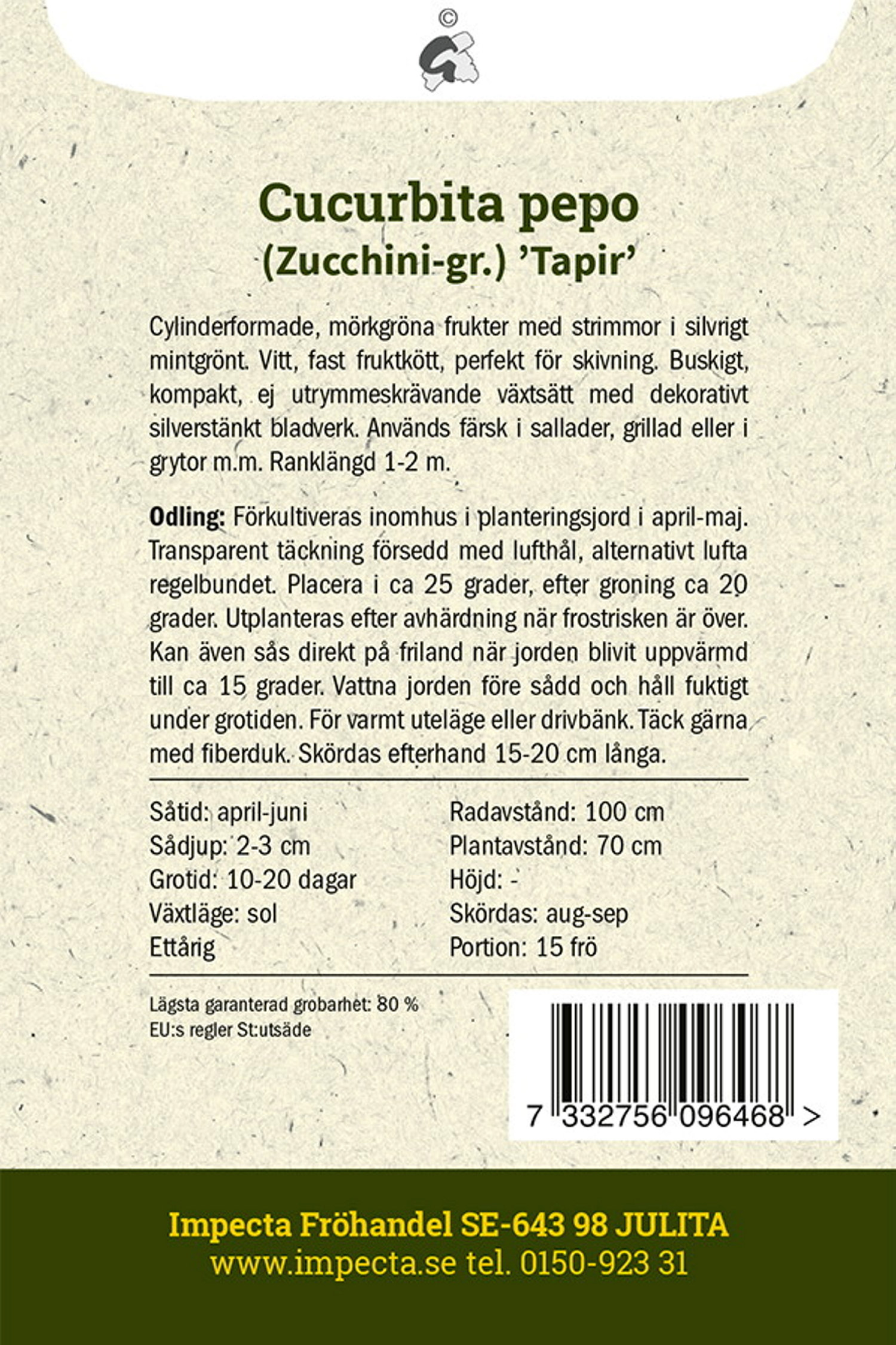 Cucurbita pepo 'Tapir'