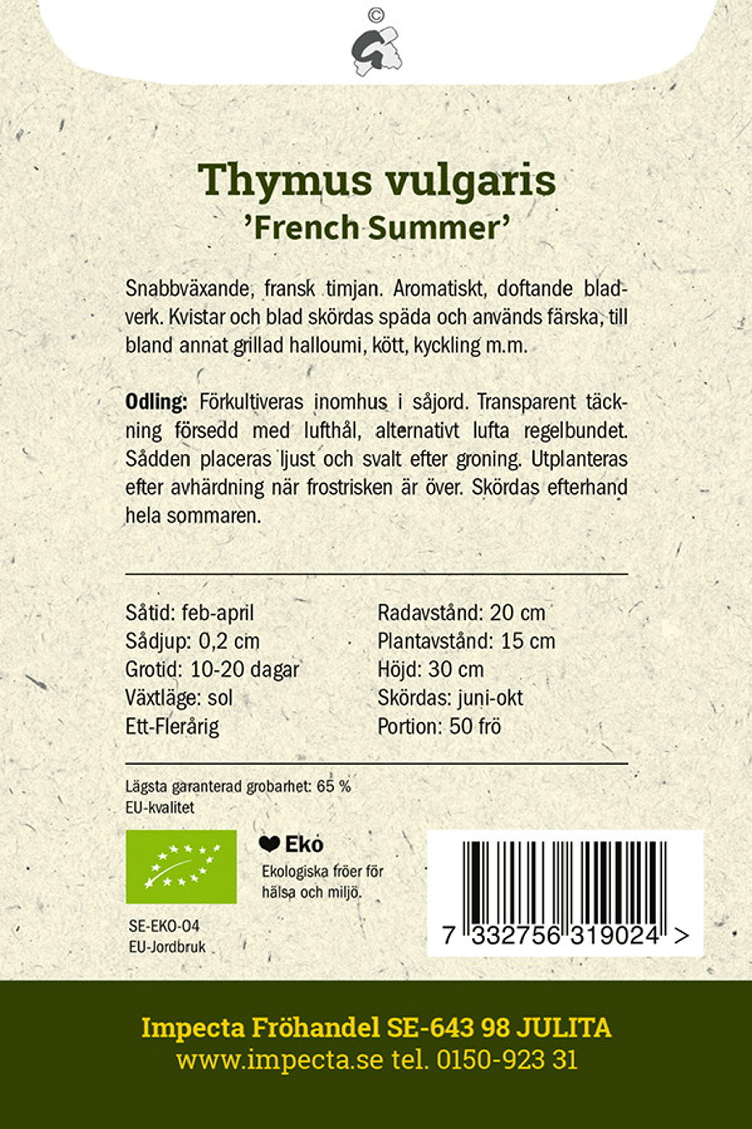 Fransk sommer' sommertimian