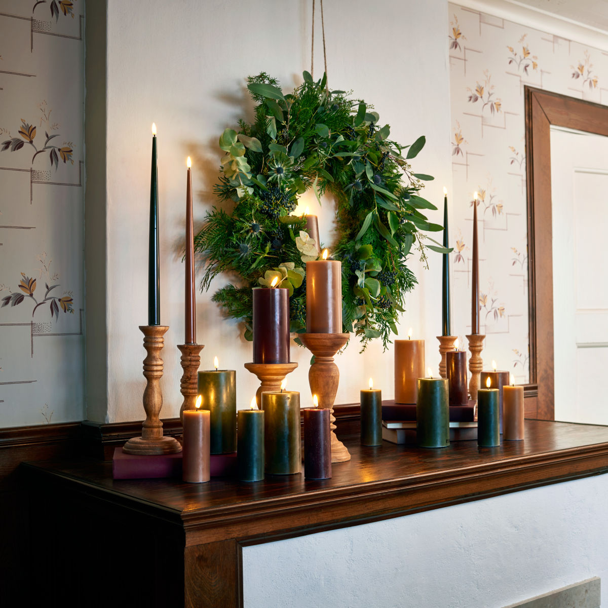 Deluxe LED pillar candle D5xH12,5 caramel