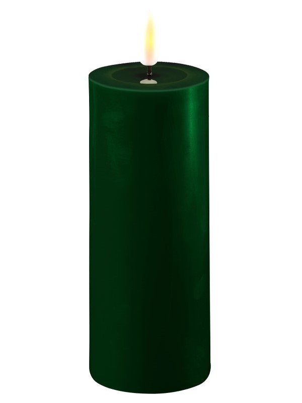 Deluxe LED pillar candle D5xH12,5 dark green
