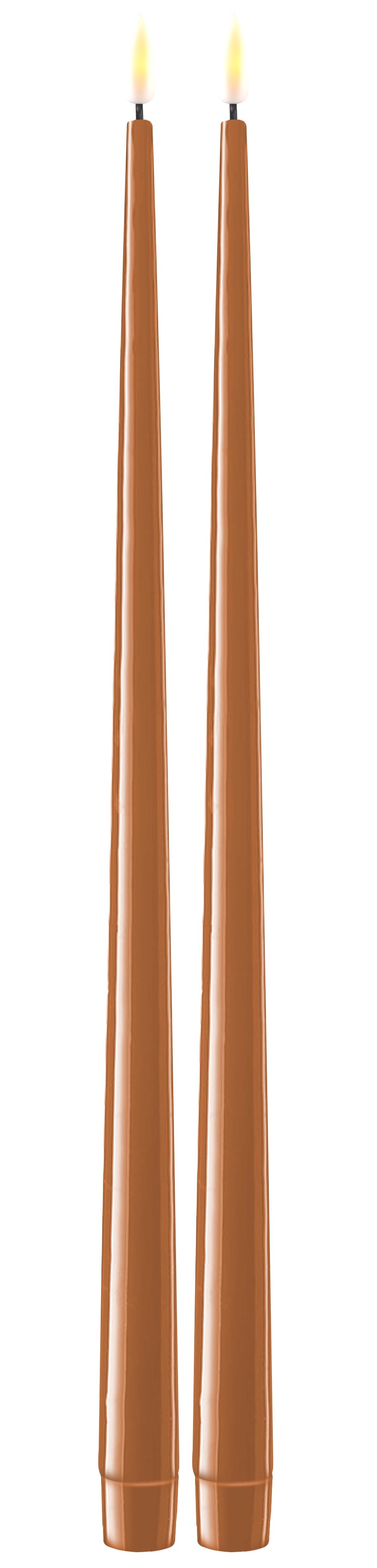 Deluxe LED shiny dinner candle H38 caramel