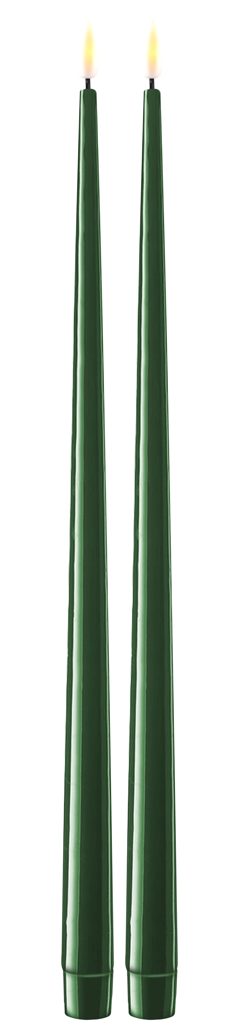 Deluxe LED shiny dinner candle H38 dark green