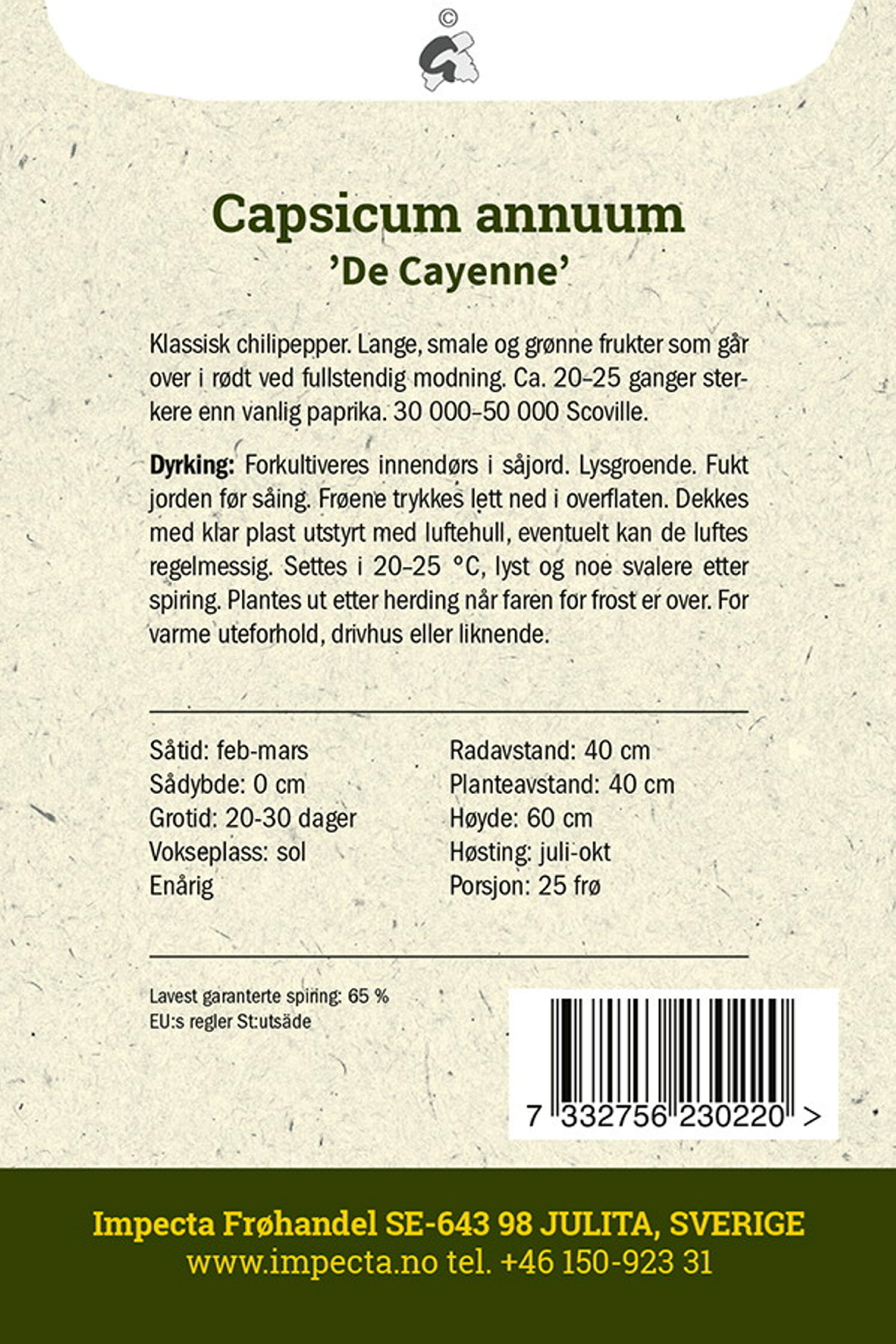 Capsicum annuum 'De Cayenne'