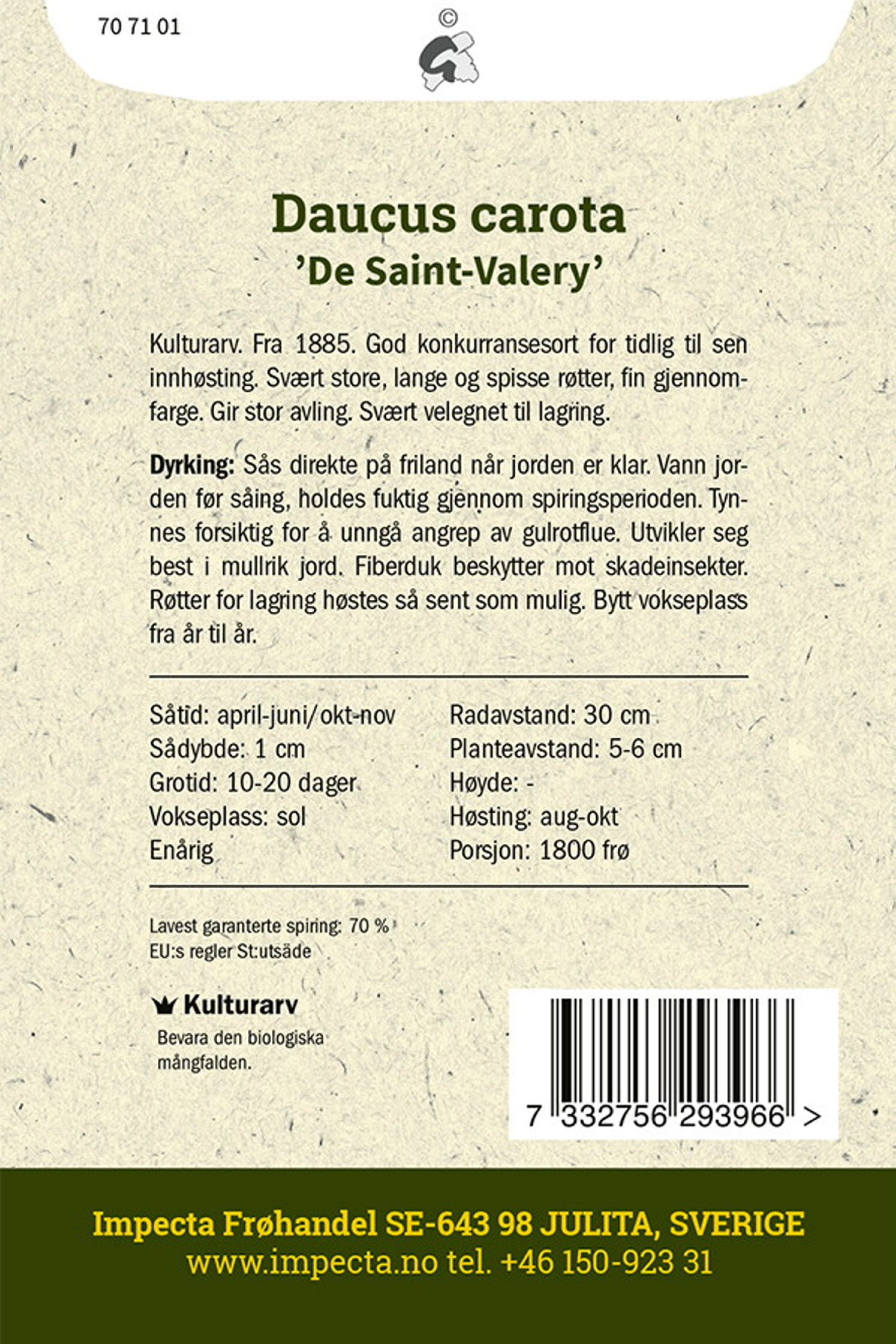 Høstgulrot 'De Saint-Valery'