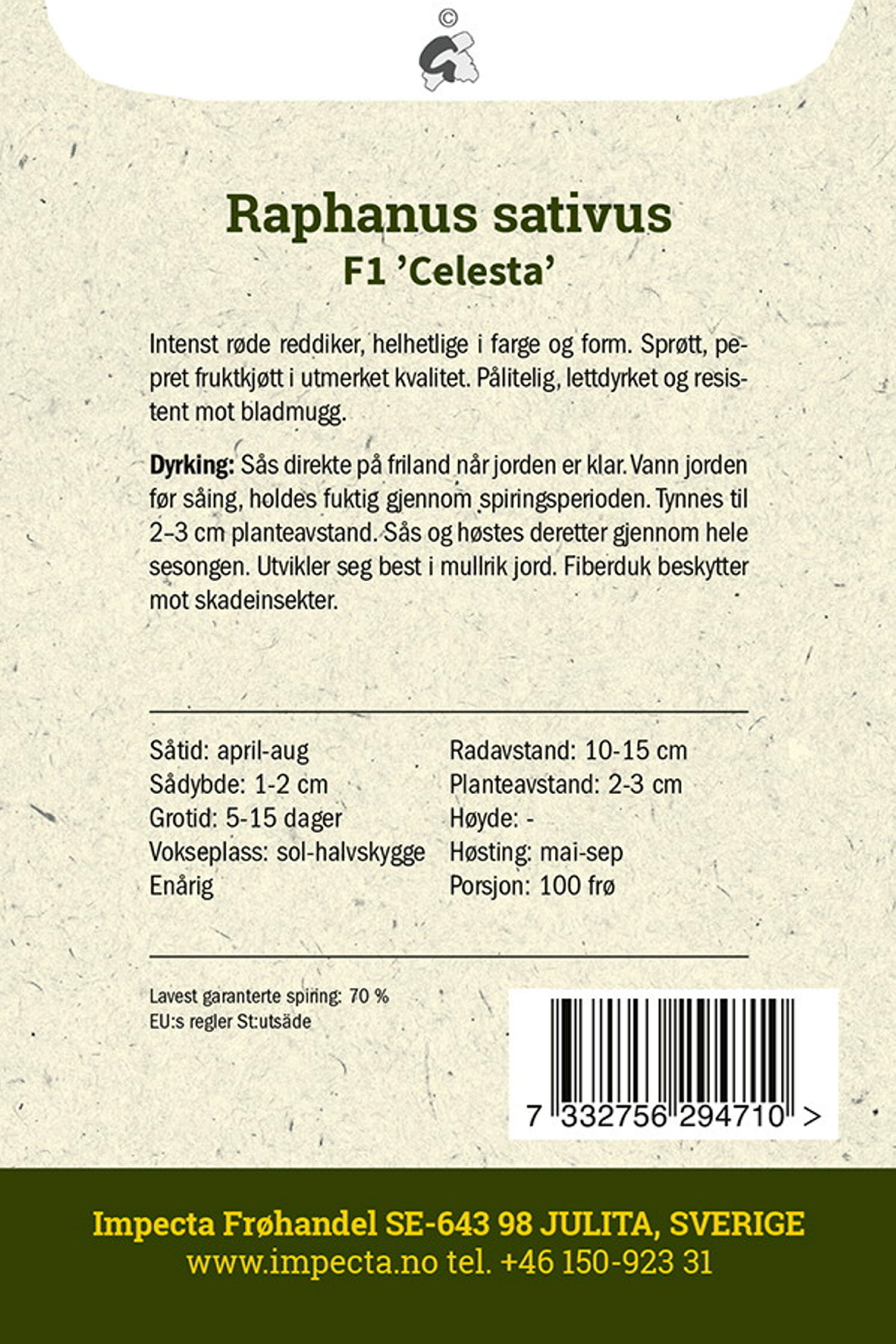 Raphanus sativus F1 'Celesta'