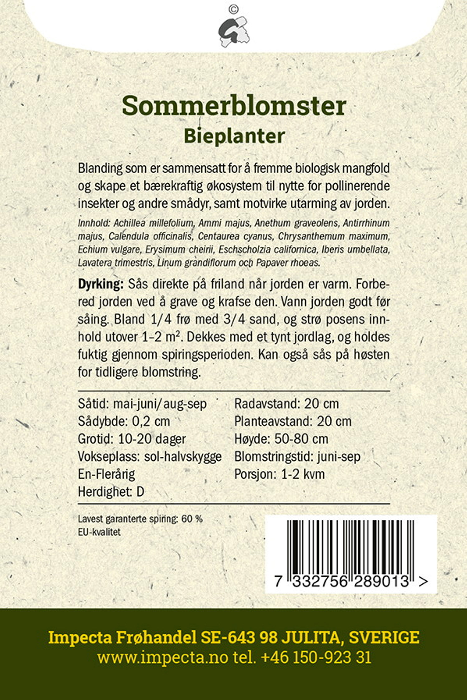 Sommerblomster, bieplanter