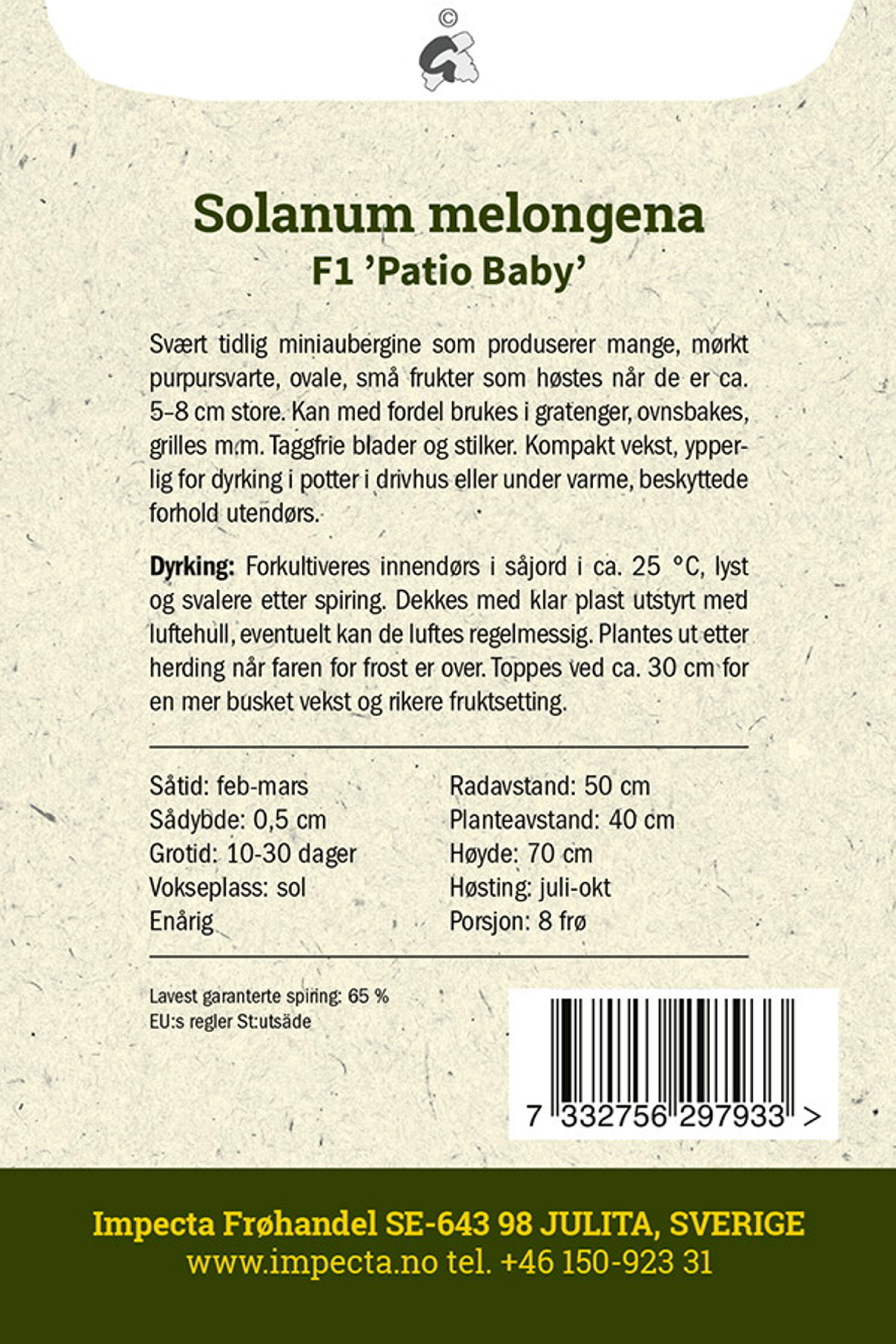 Solanum melongena F1 'Patio Baby'