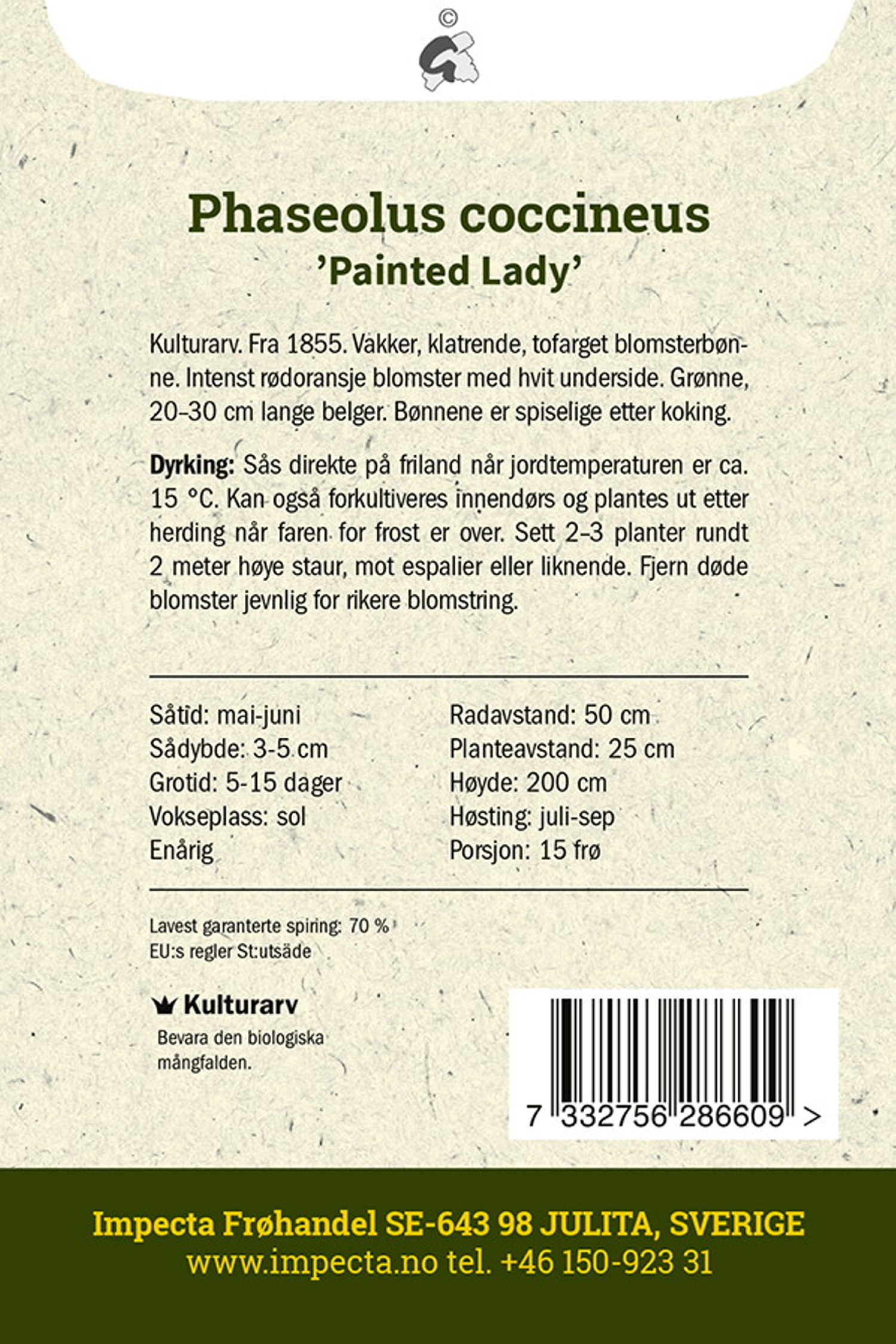 Phaseolus coccineus 'Painted Lady'