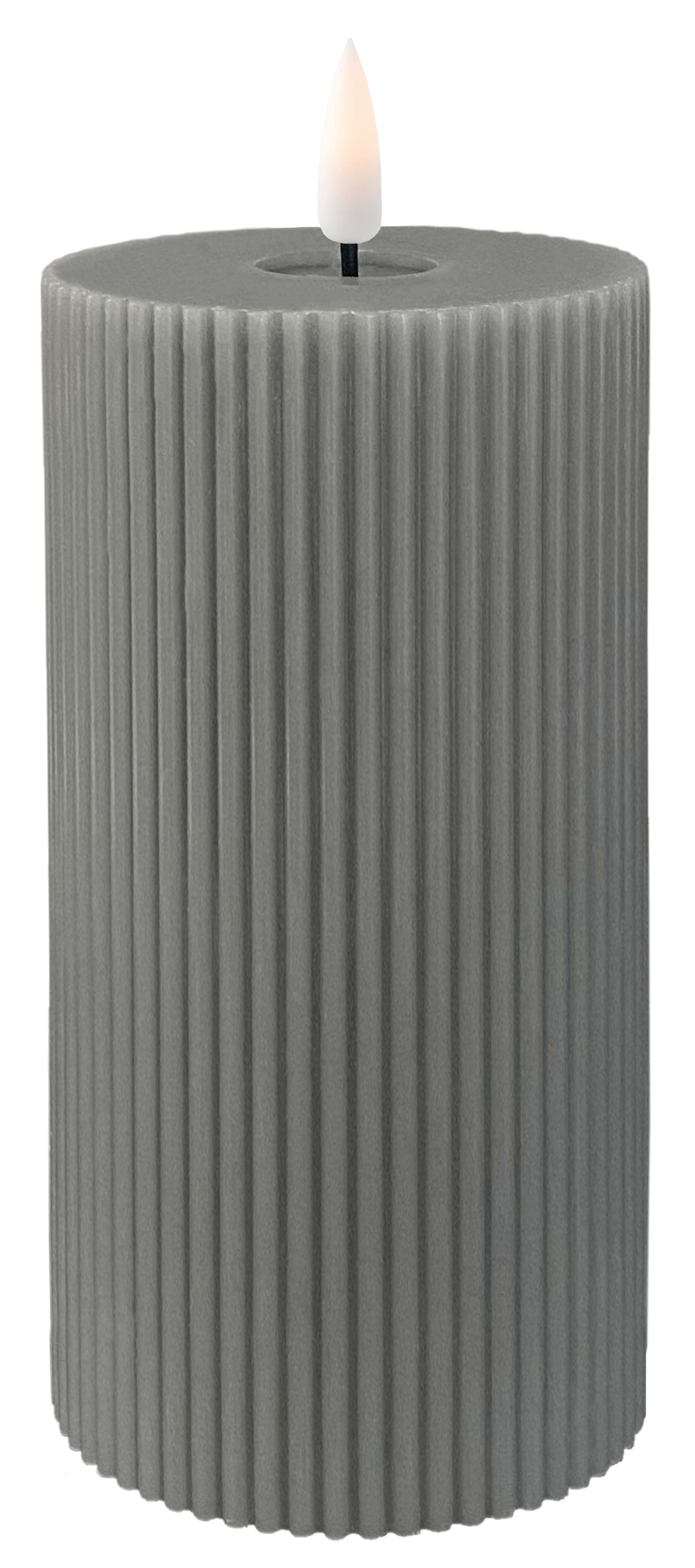 LED pillar candle H15 grey