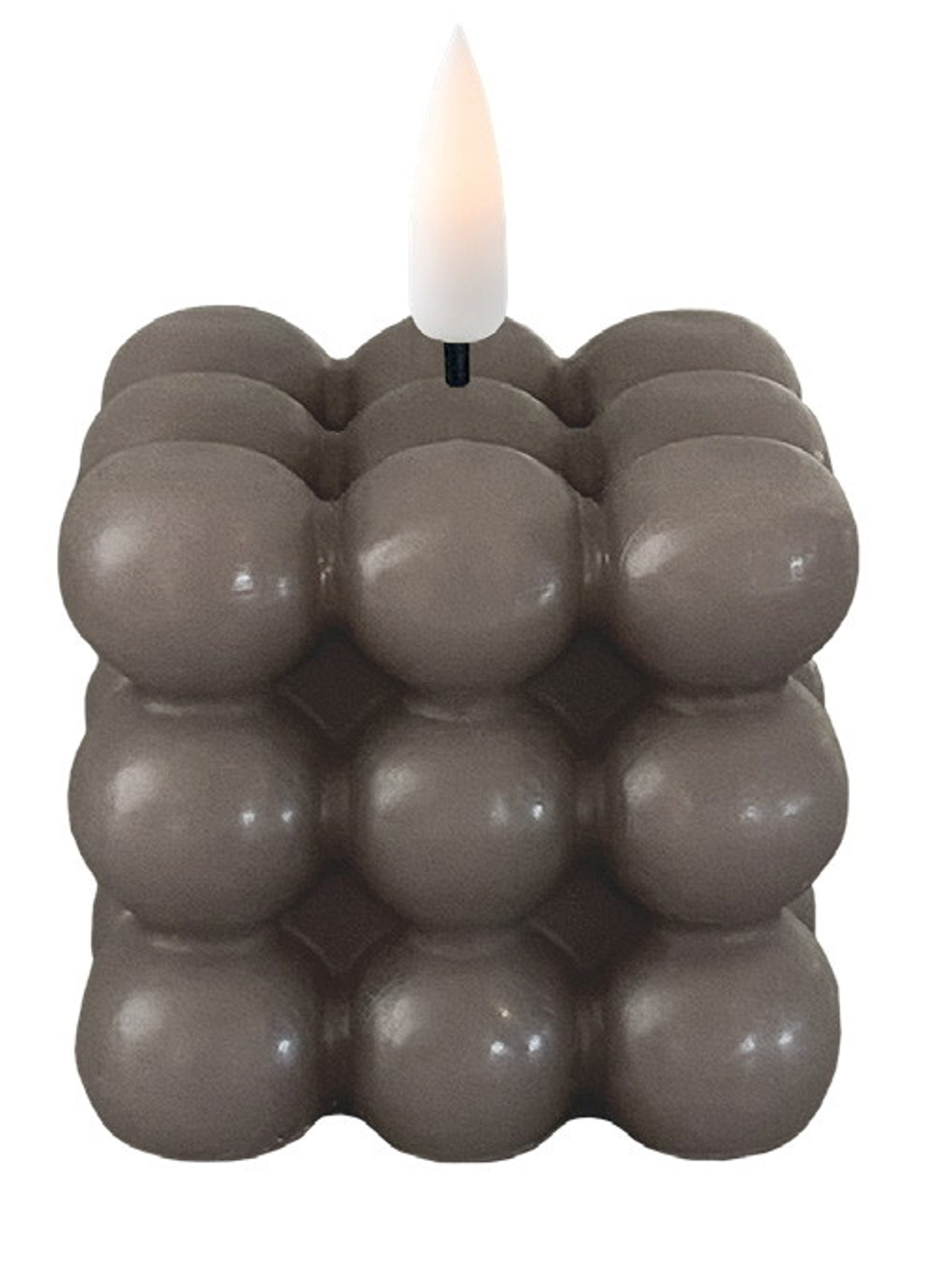 LED bubble candle 6x6x6 grey