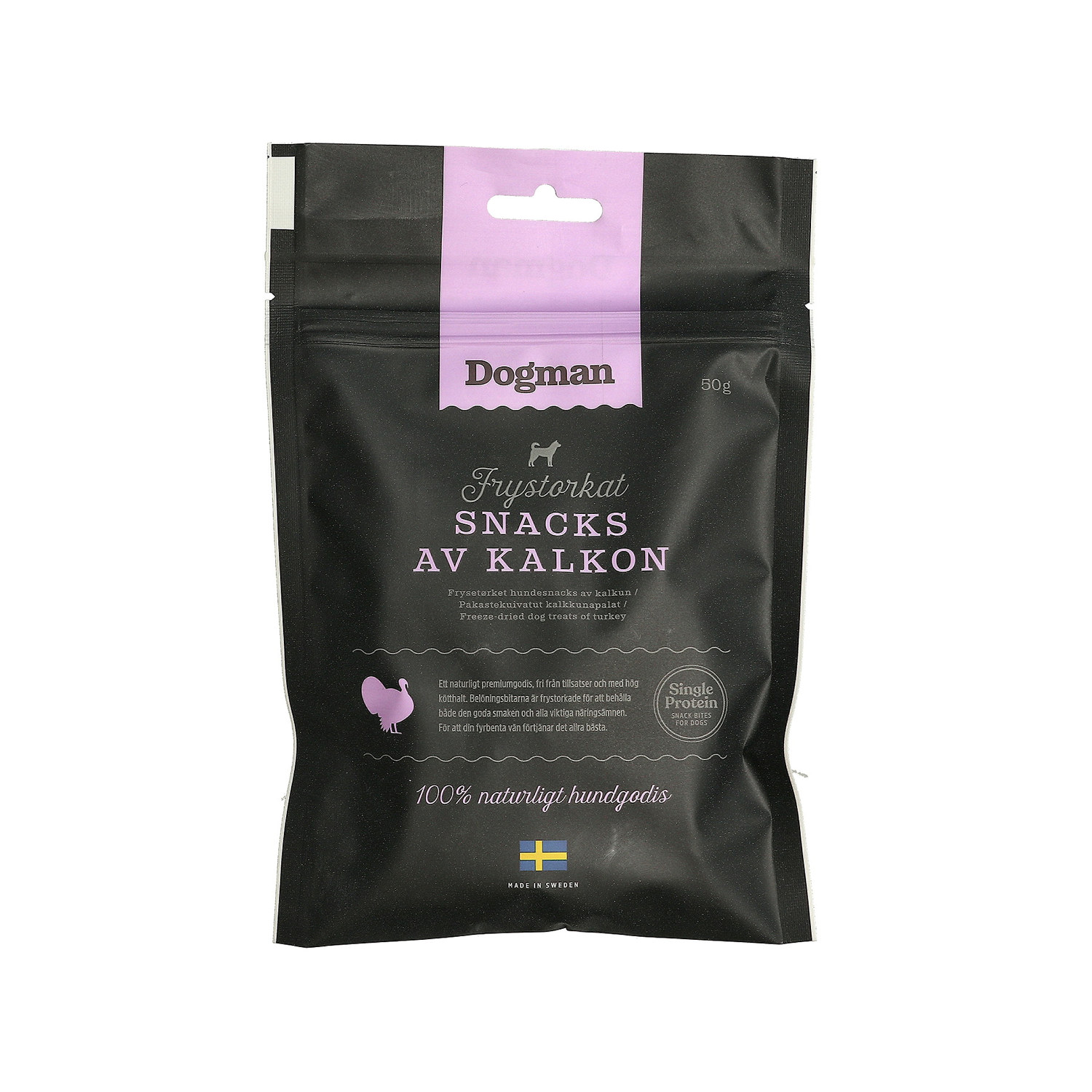 Frysetørket snacks av kalkun Dogman