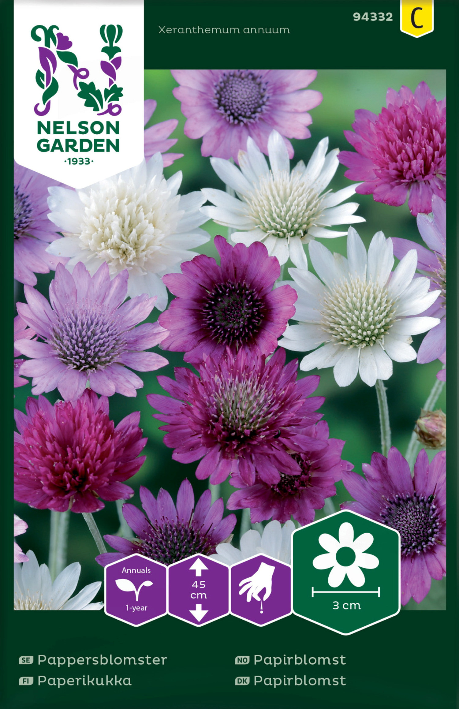 Papirblomst, blandede farger