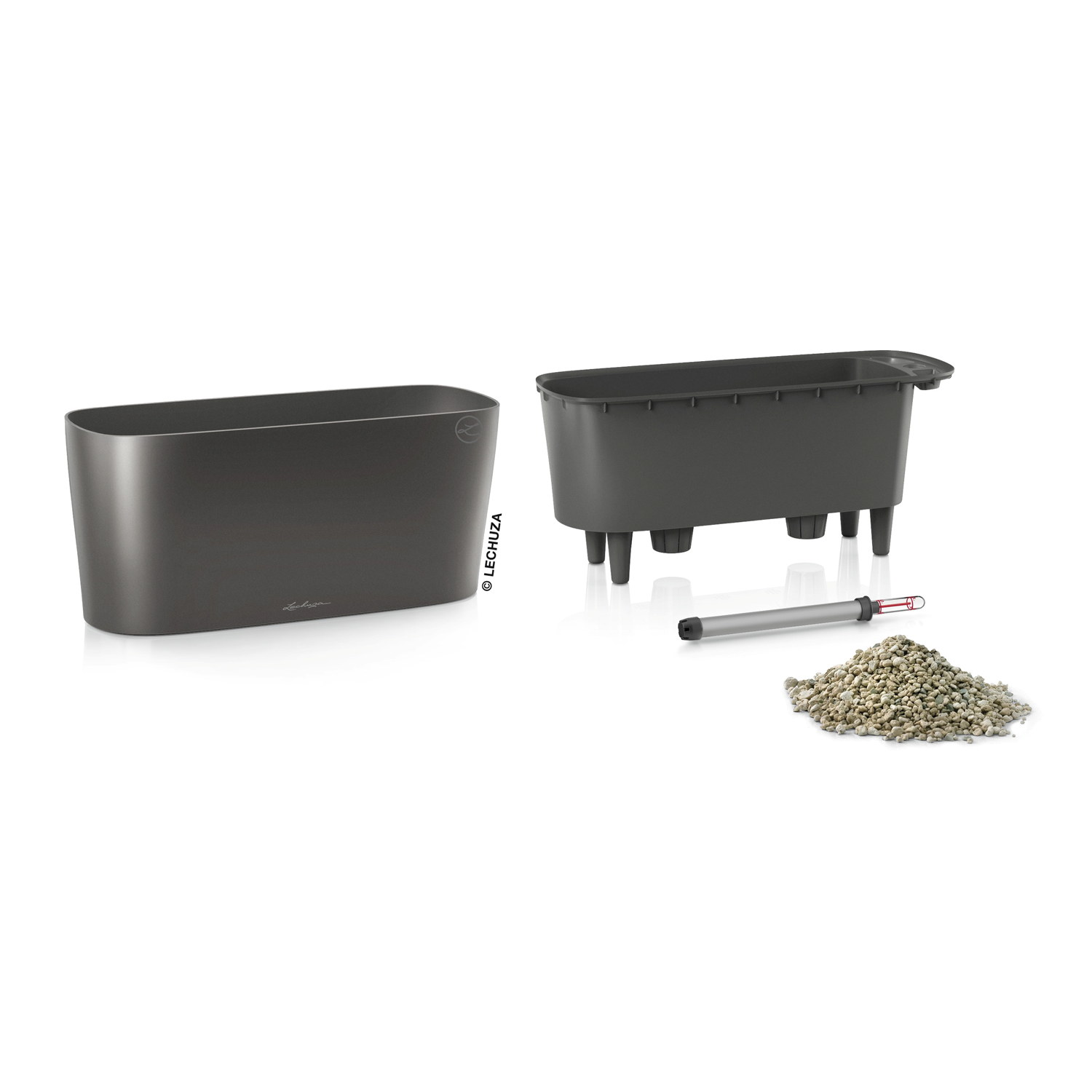 DELTA 10 Selfwatering pot L30 grey metallic
