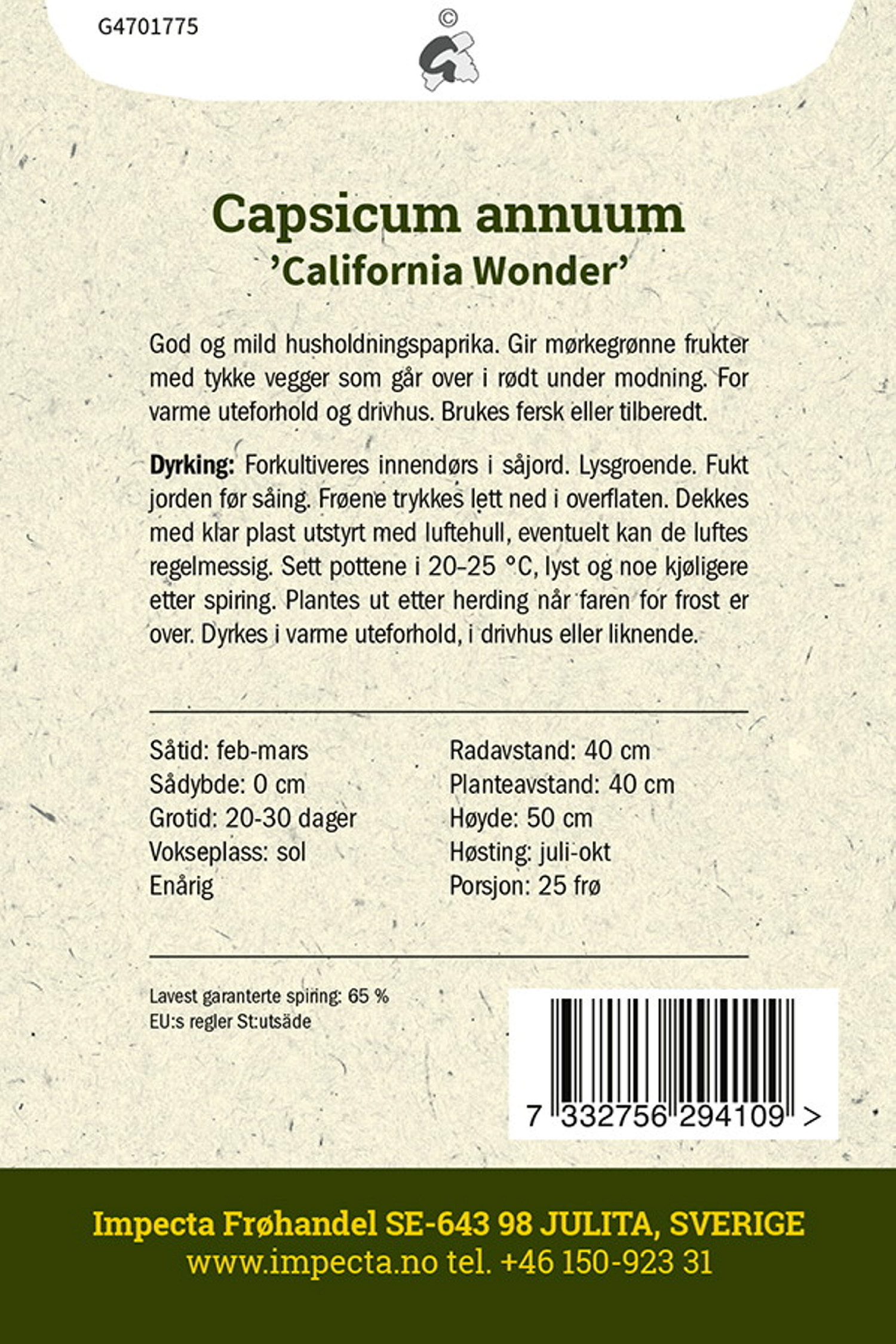 Paprika 'California Wonder'