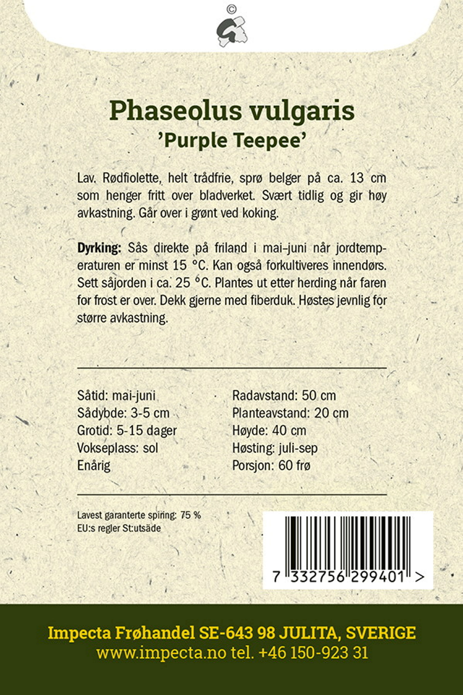 Purpurbønne 'Purple Teepee'
