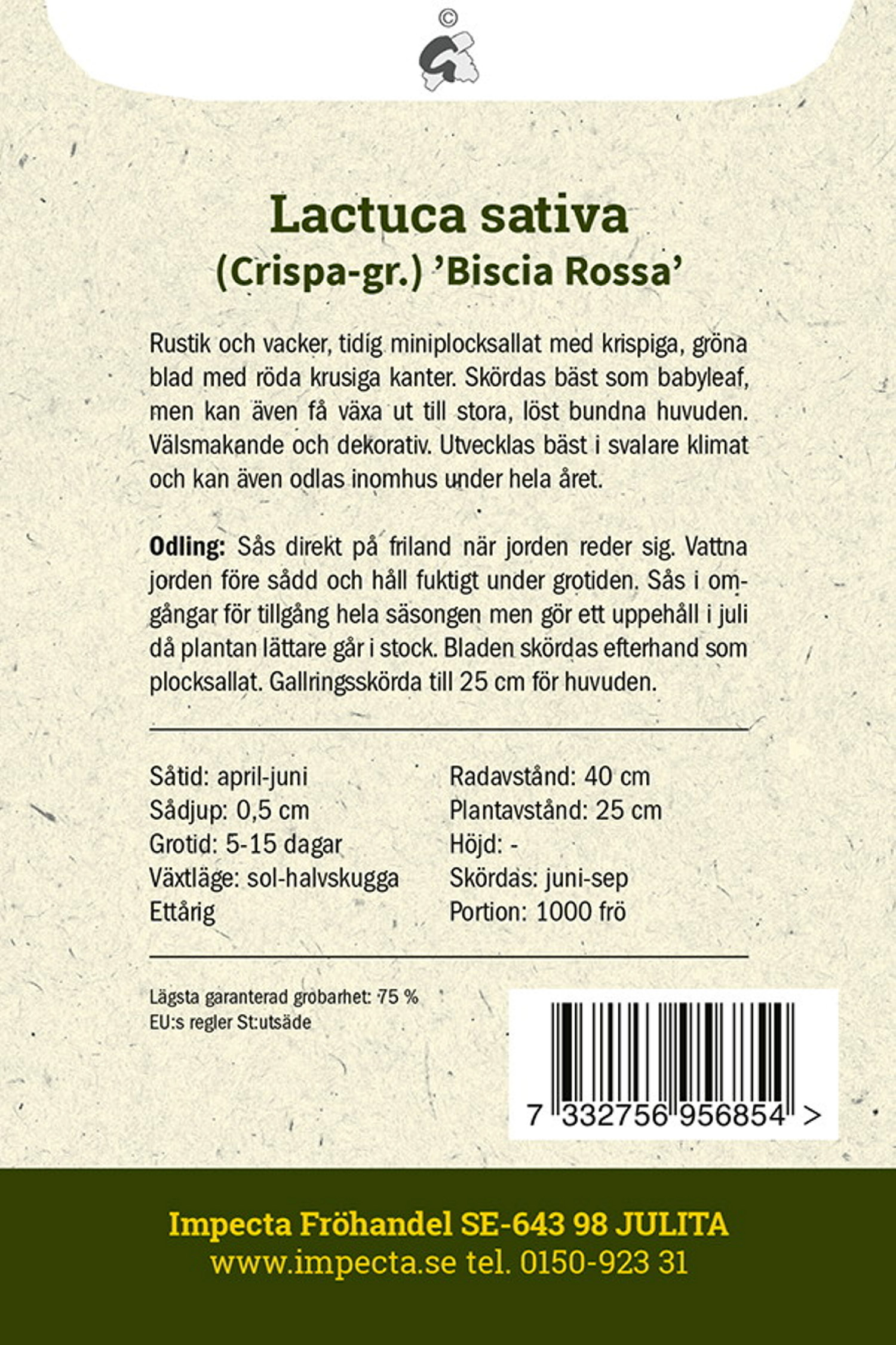Plocksallat 'Biscia Rossa'