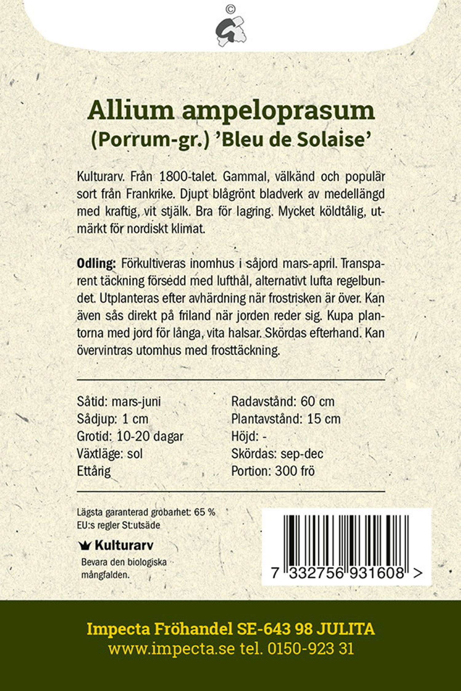 Purjolök 'Bleu de Solaise'