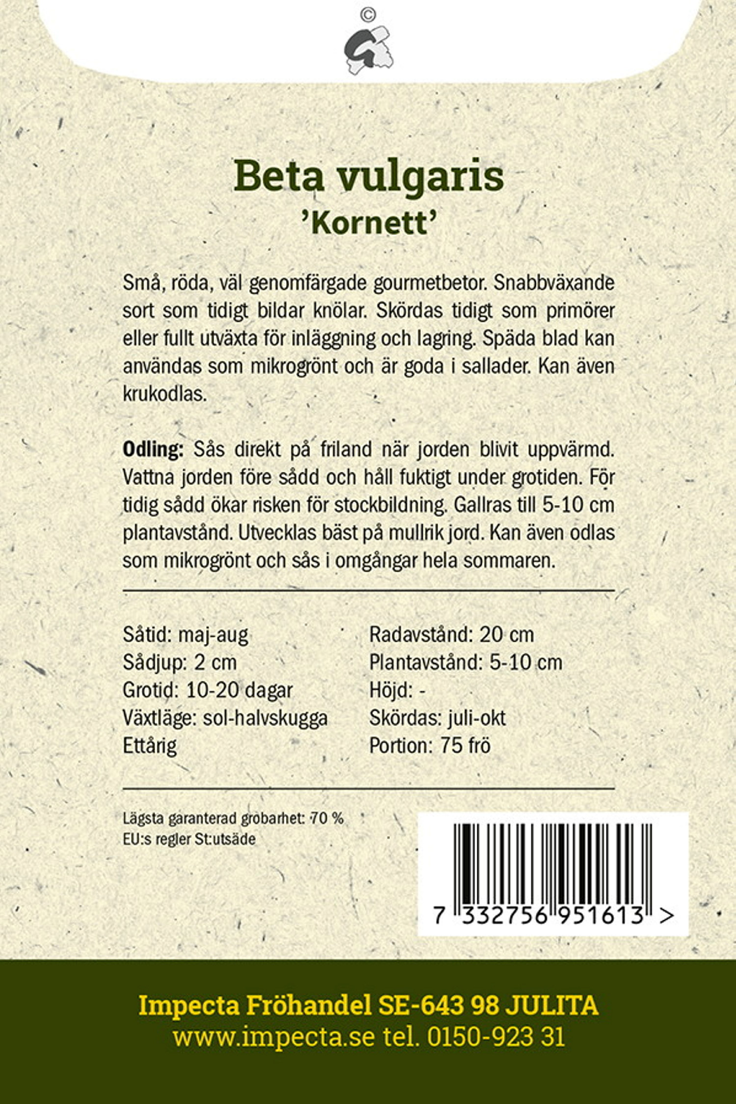 Rödbeta 'Kornett'