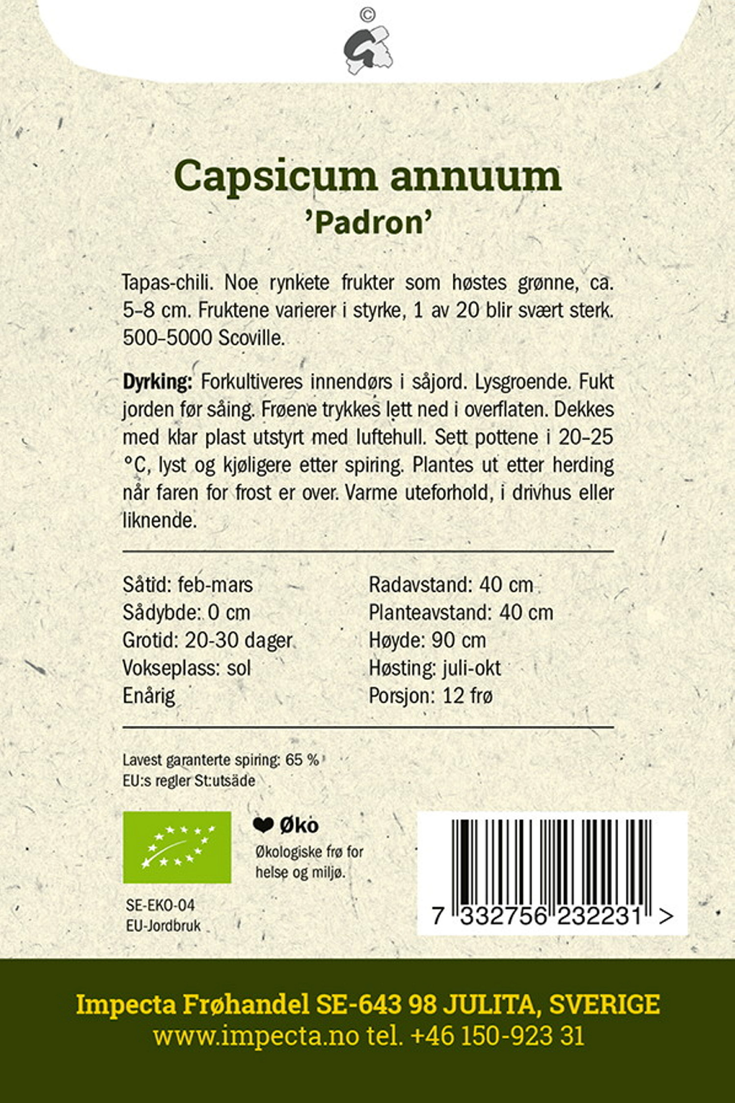 Chilipeppar 'Padron'
