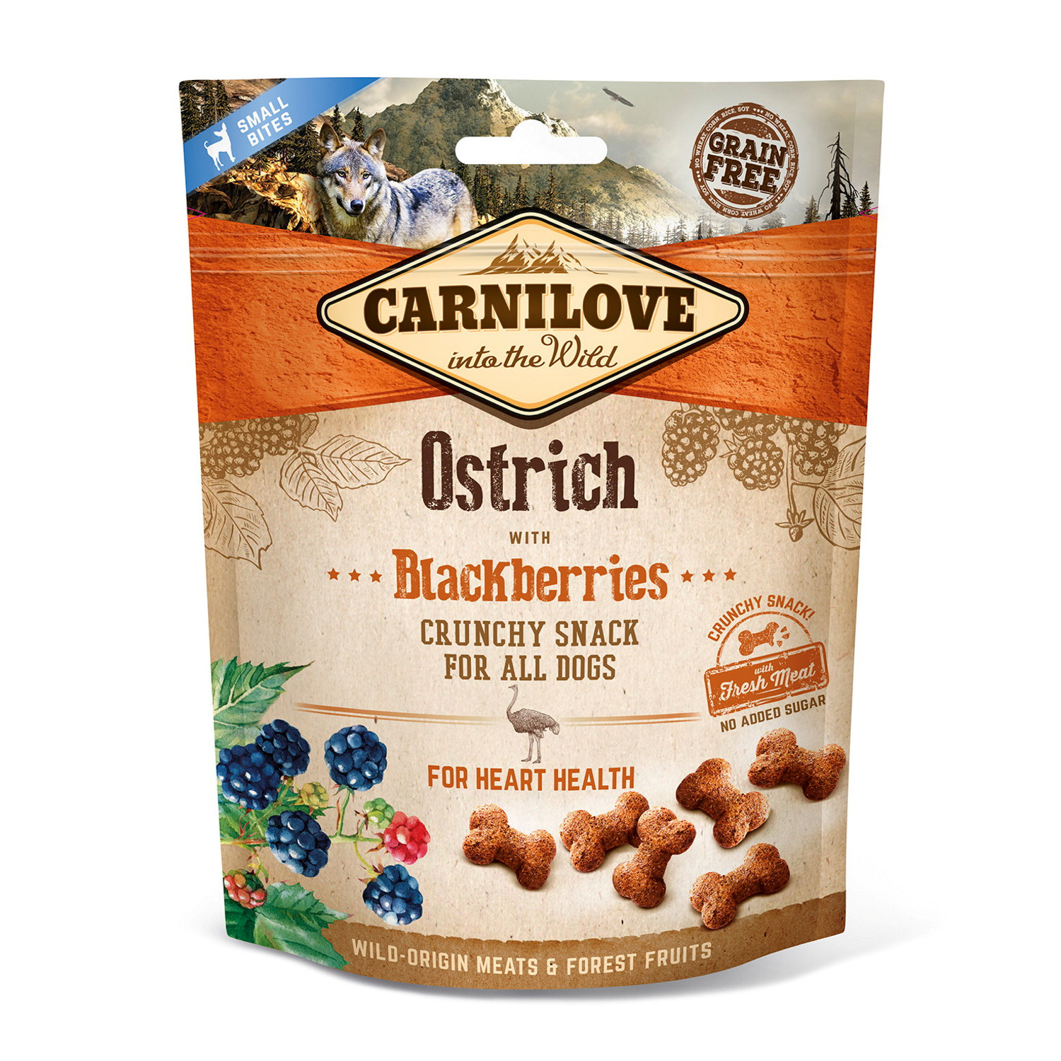 CARNILOVE DOG CRUNCHY SNACK OSTRICH BLACKBERRY 200G