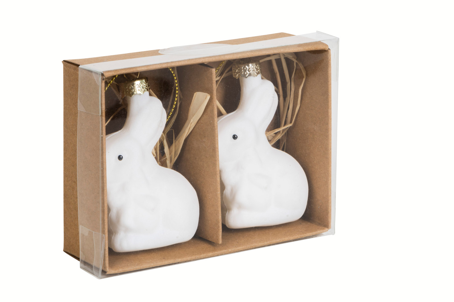 Dekoration påskharar i glas Petra