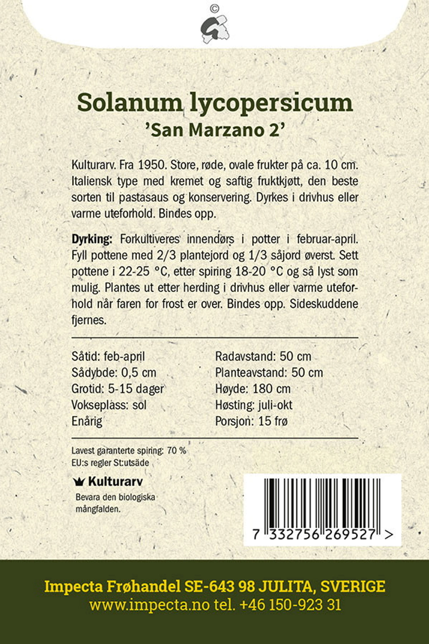 Plommetomat 'S. Marzano 2'