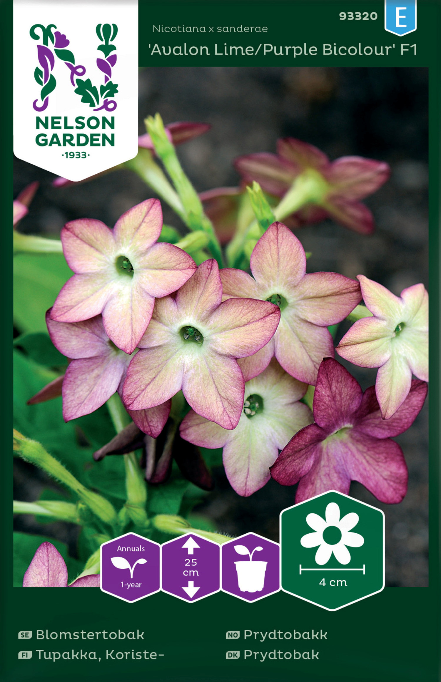 Blomstertobak 'Avalon Lime/Purple Bicolour' F1