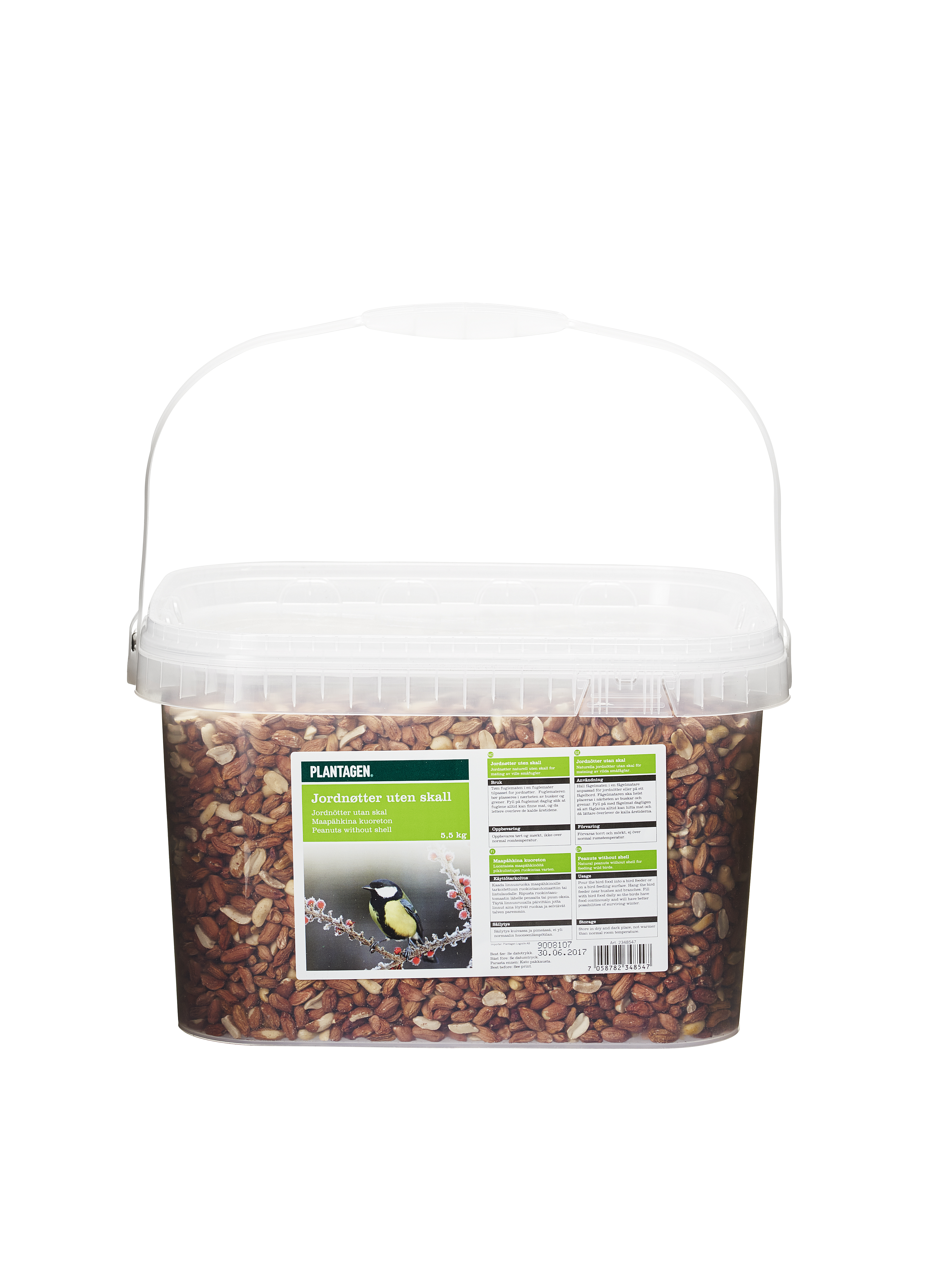 Fuglemat jordnøtter i spann