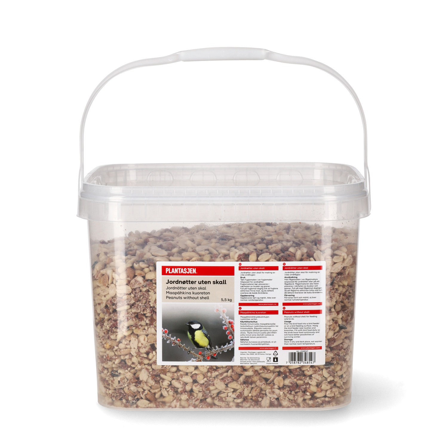 Fuglemat jordnøtter i spann